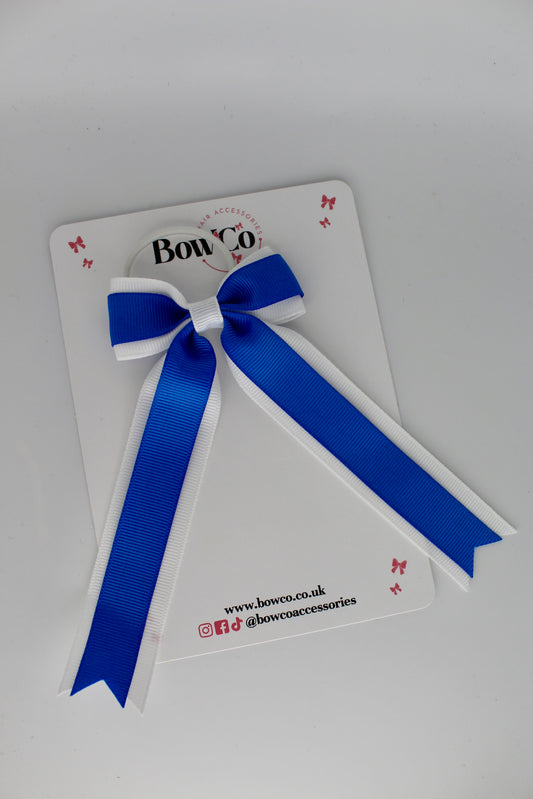 Tuxedo Tails Bow - Elastic - Royal Blue and White