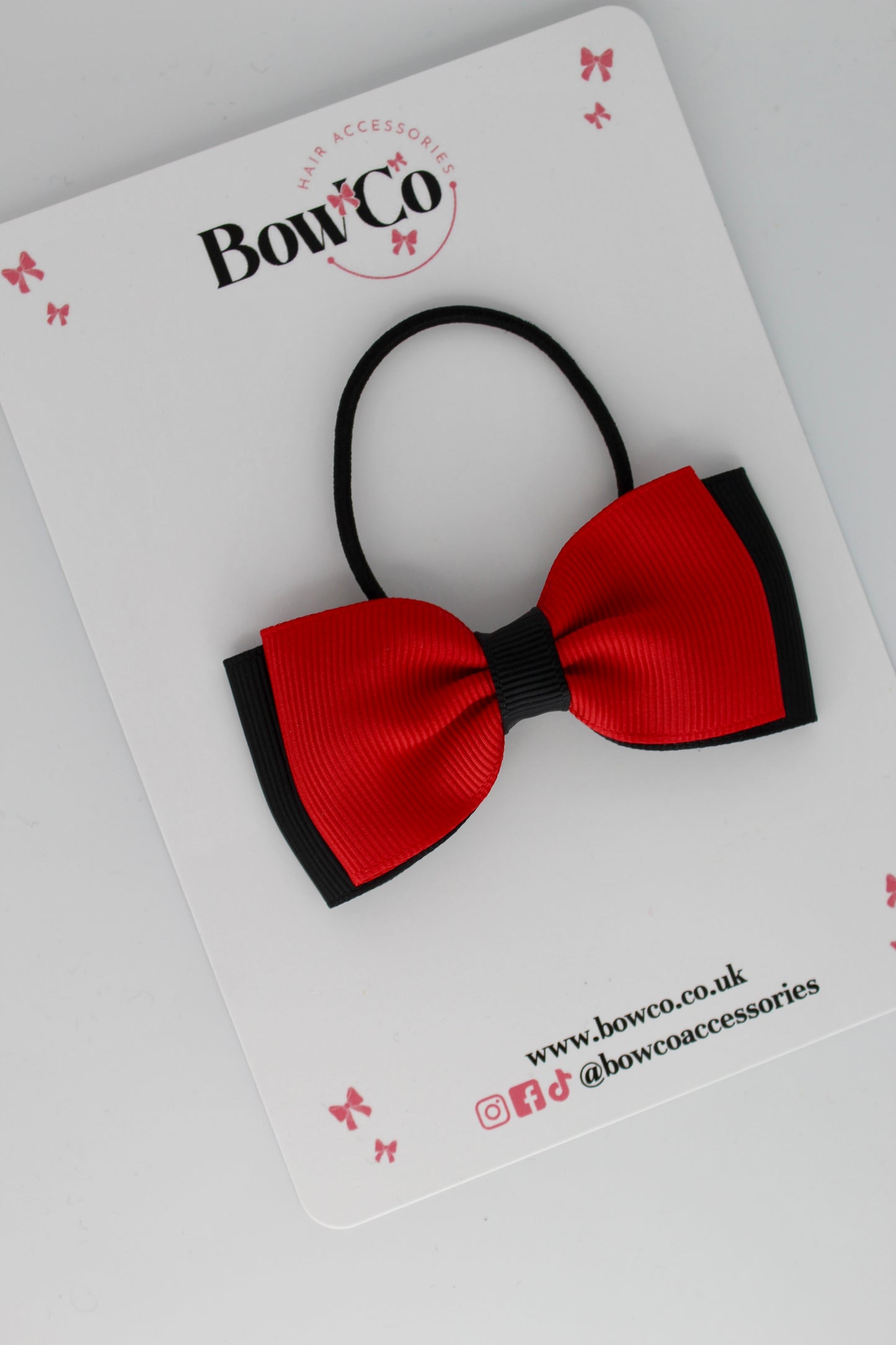 Red and Black - Double Lapel Bow - Elastic