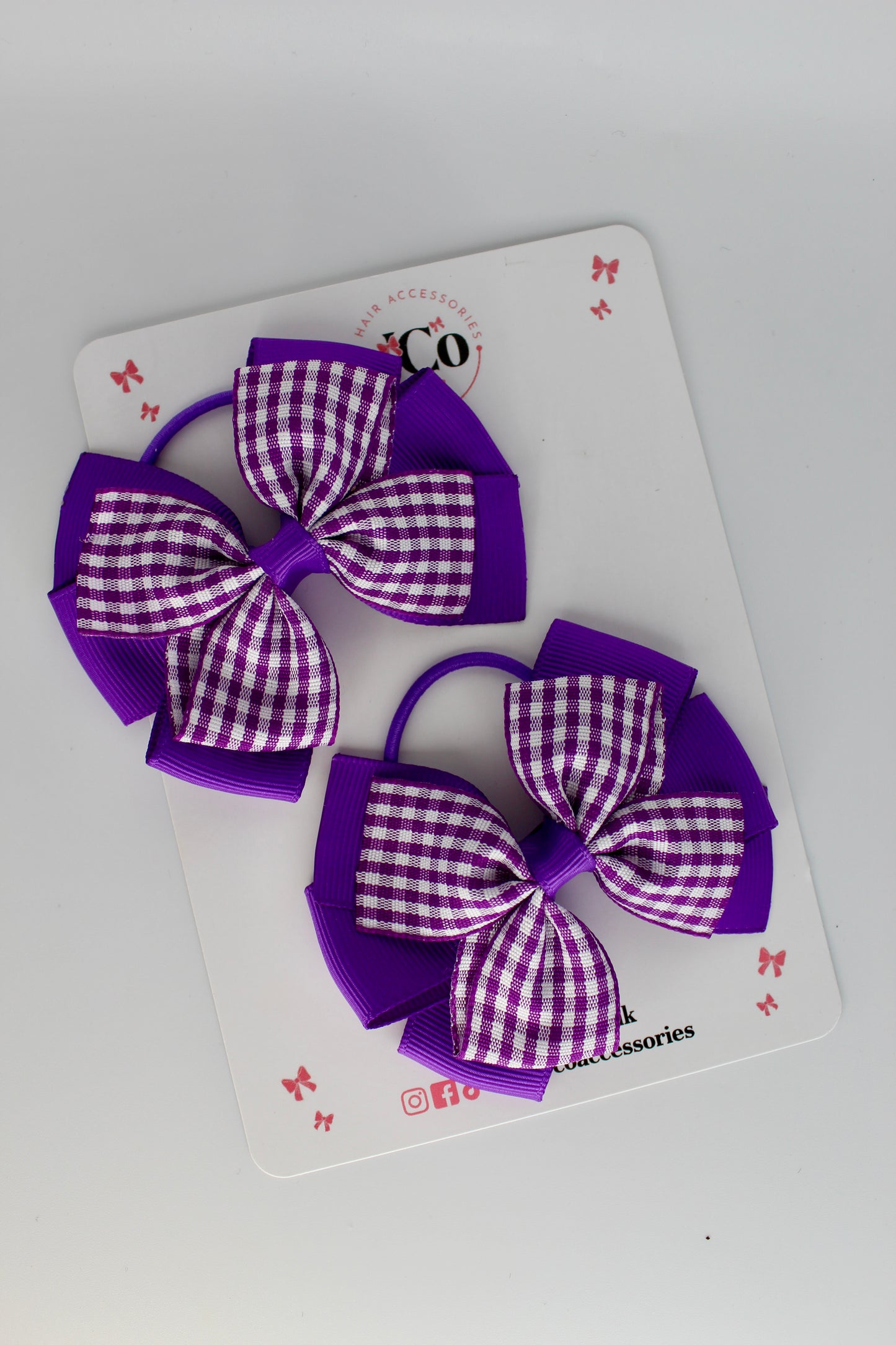 School Bows Purple Gingham Pinwheel Set