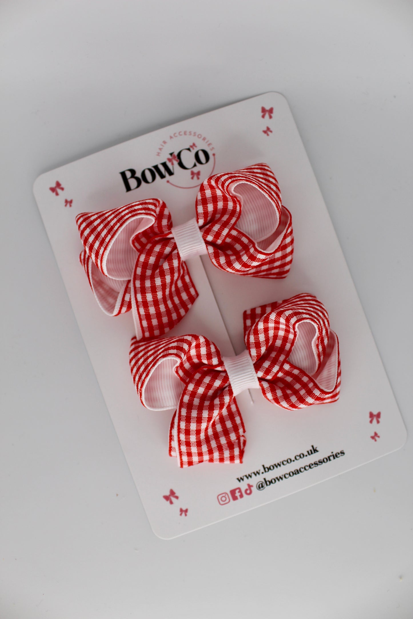 Loop Bow Set - Red Gingham - Clip