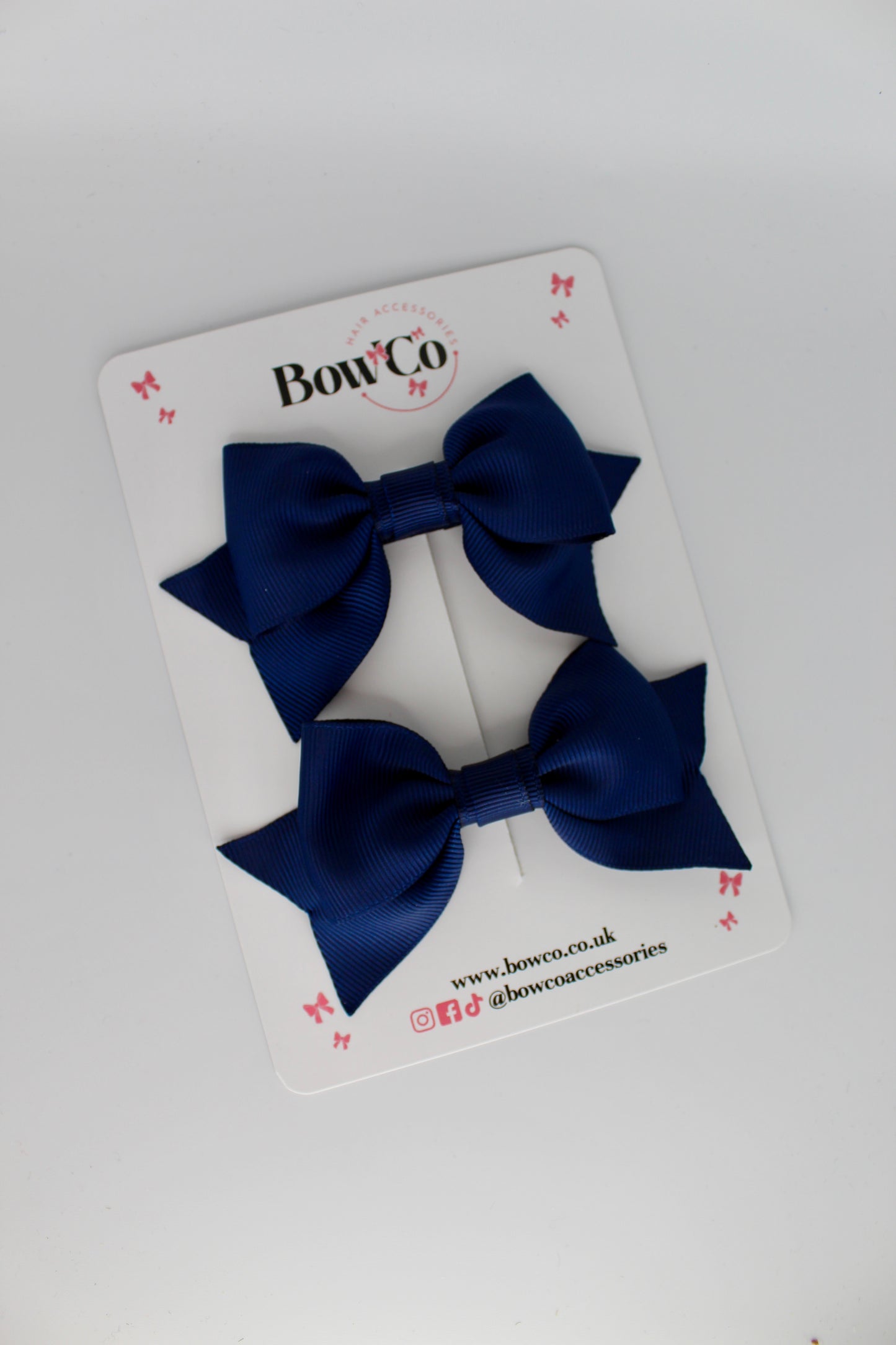 Double Knot Bow Tail Set - Clip - Navy Blue