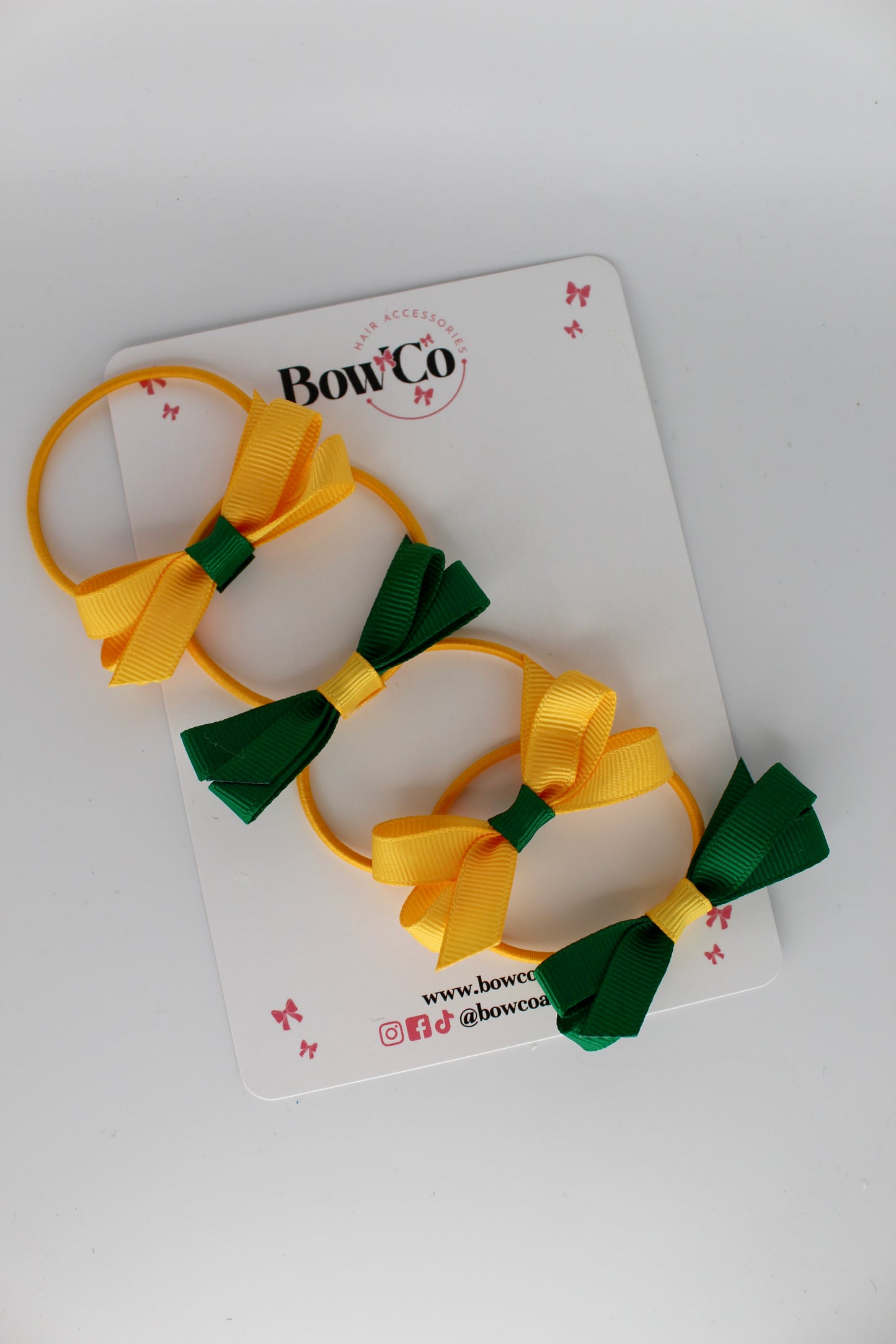 Ballerina Bows - Set of 4 - Elastic - Forest Green and Yellow Gold