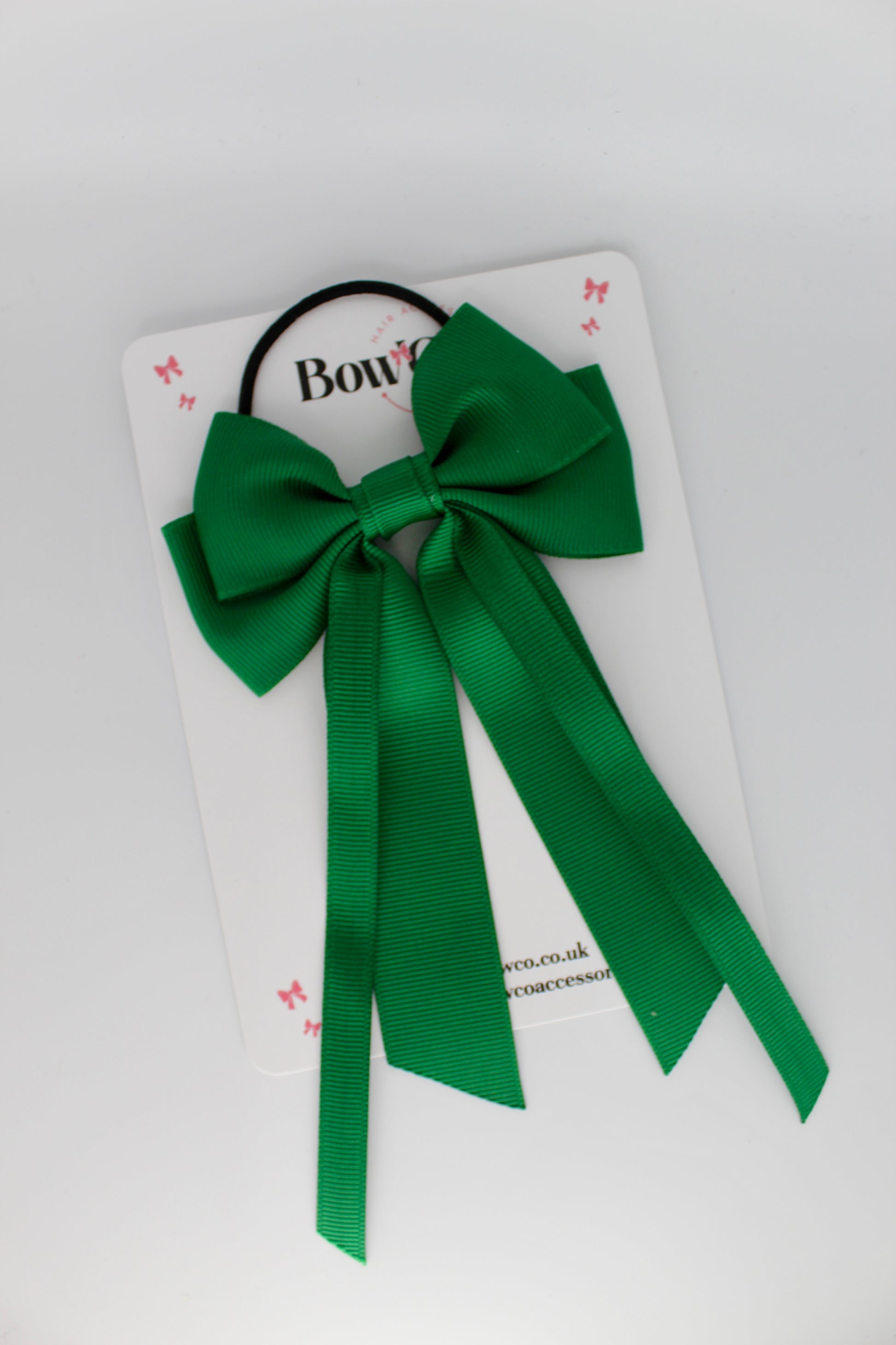 Streamer Tail School Hair Bow – Elastic - Forest Green