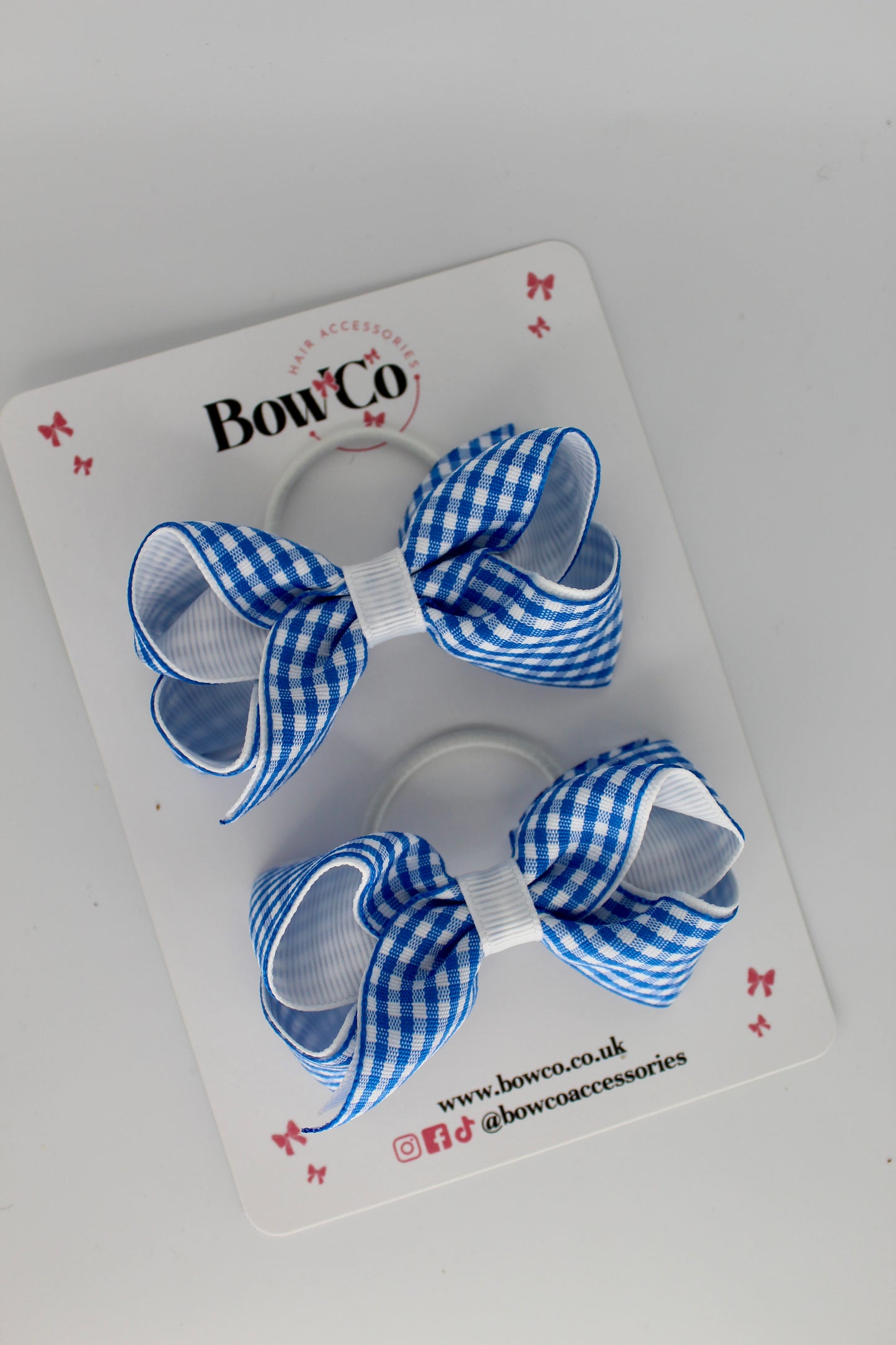 Loop Bow Set - Royal Blue Gingham - Elastic