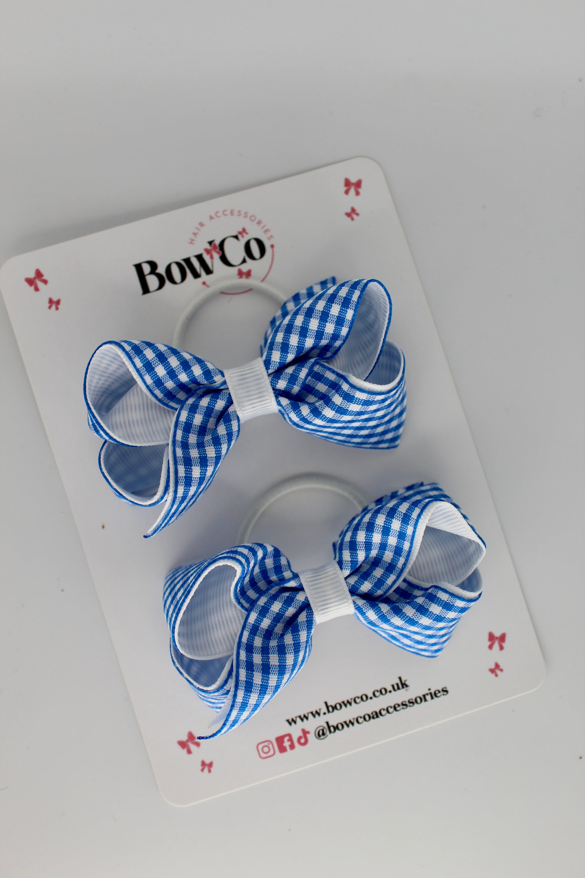 Loop Bow Set - Royal Blue Gingham - Elastic