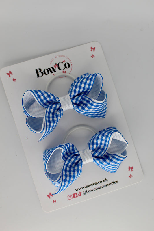 Loop Bow Set - Royal Blue Gingham - Elastic