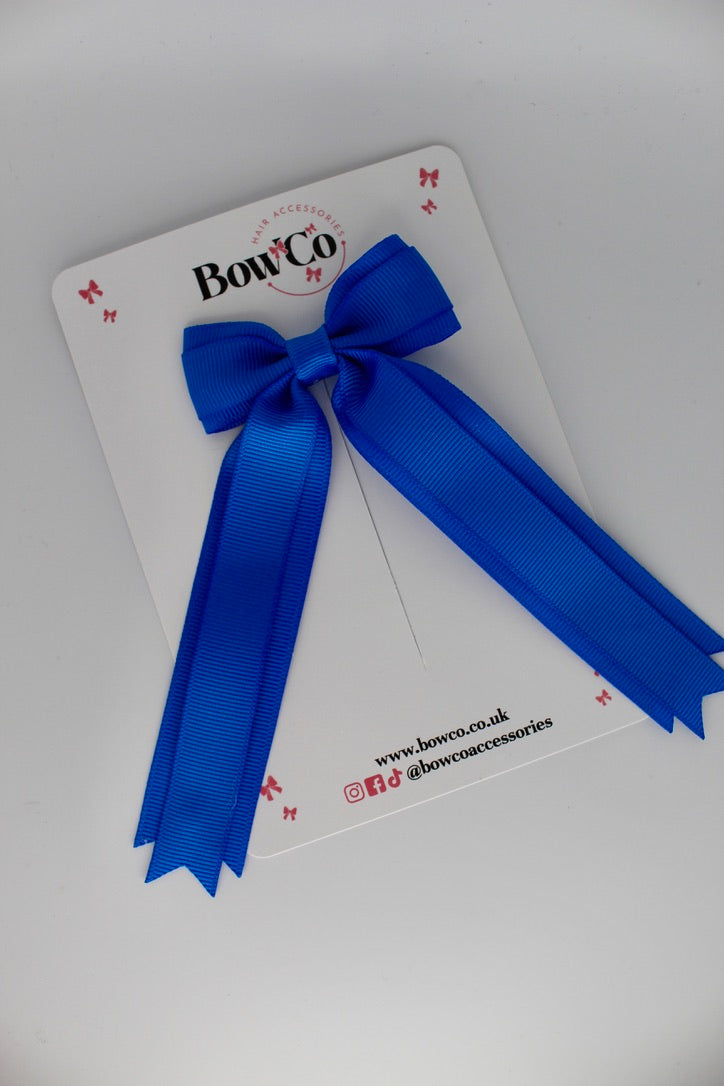 Tuxedo Tails School Hair Bow – Clip - Royal Blue