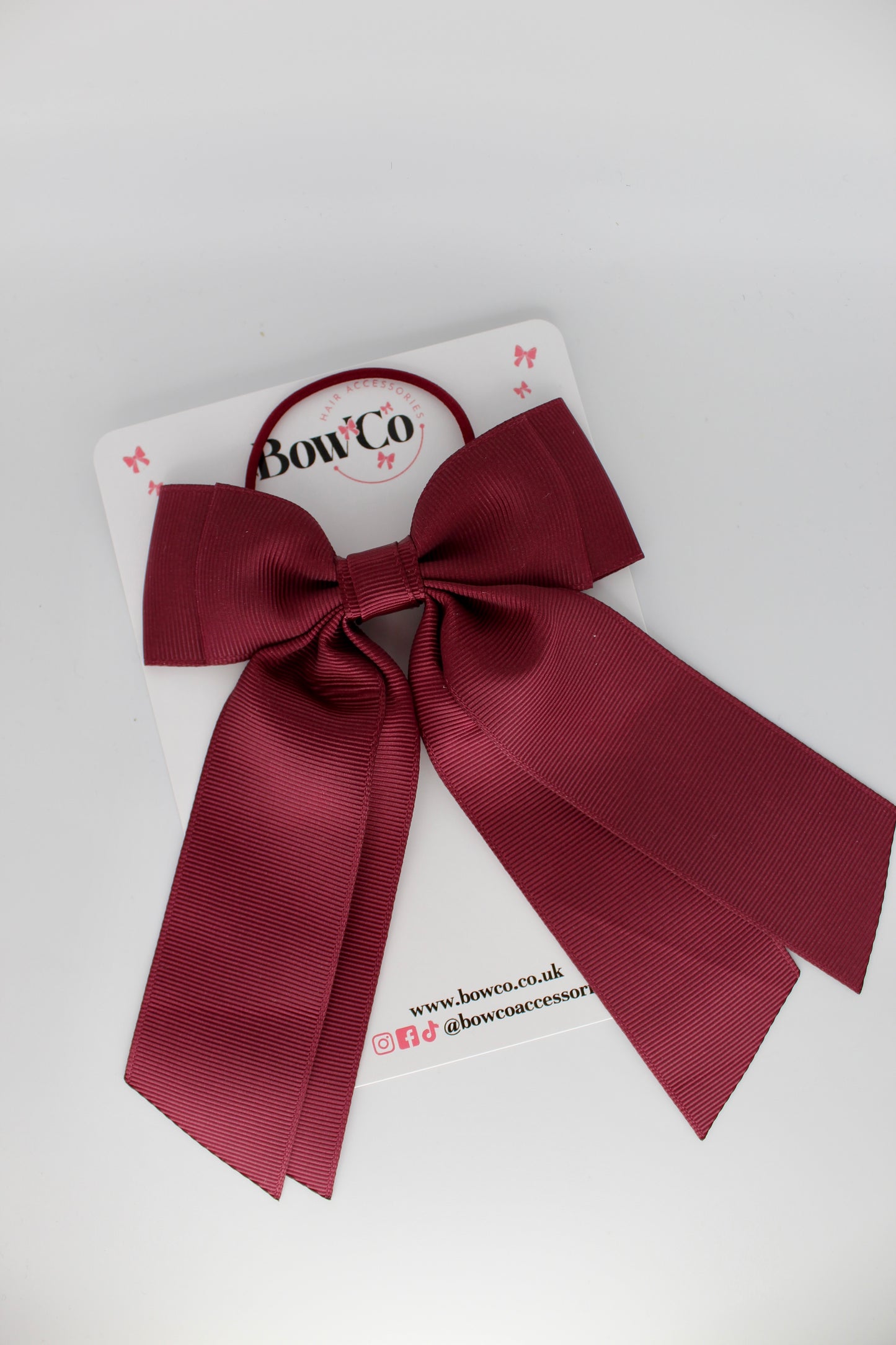 Double Layer Tail Bow – Elastic - Burgundy