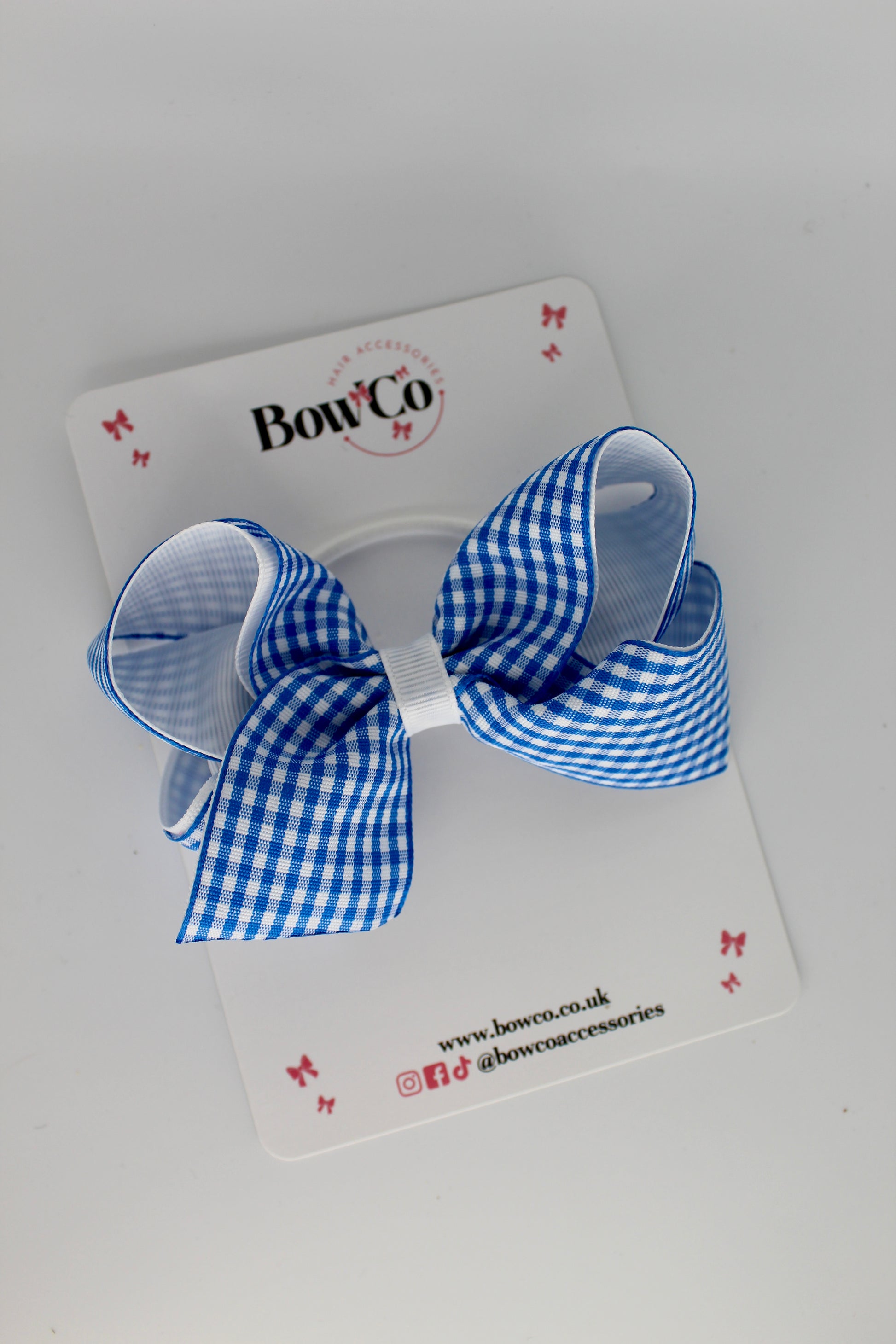 Loop Bow - Royal Blue Gingham - Elastic