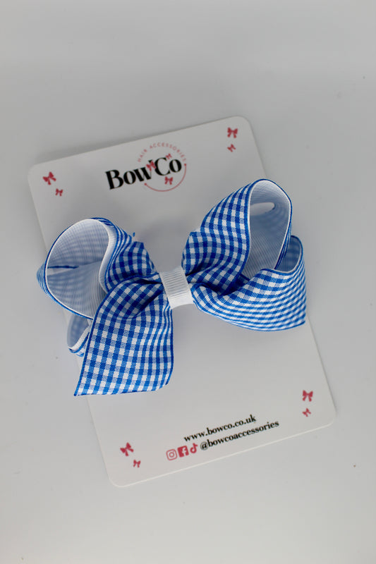 Loop Bow - Royal Blue Gingham - Clip