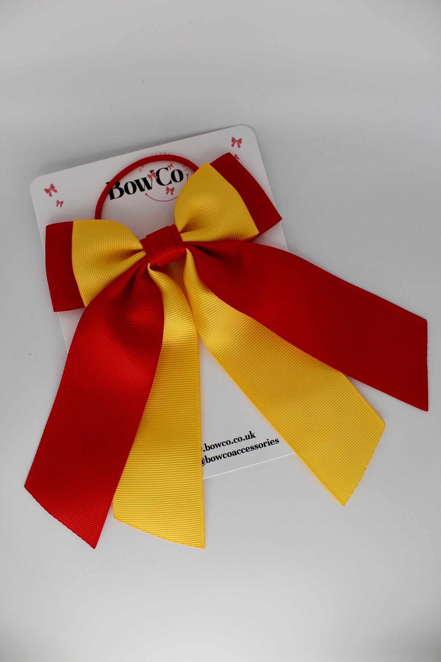 Double Layer Tail Bow – Elastic - Red and Yellow