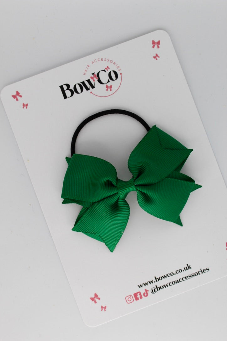 3 Inch Layer Tail Bow - Elastic - Forest Green