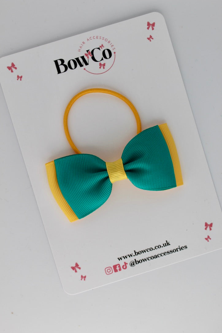 Jade Green and Yellow Gold - Double Lapel Bow - Elastic