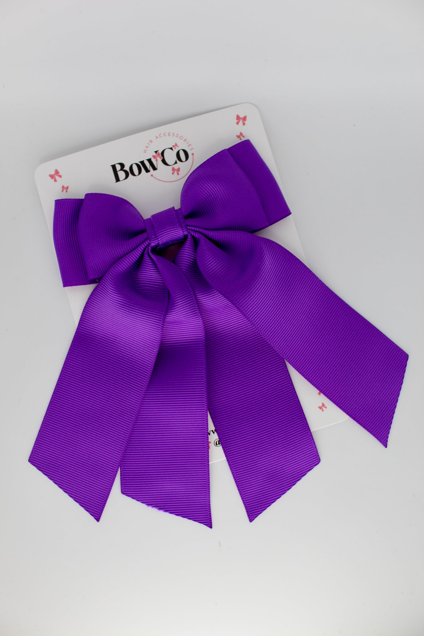 Double Layer Tail Bow - Clip - Purple