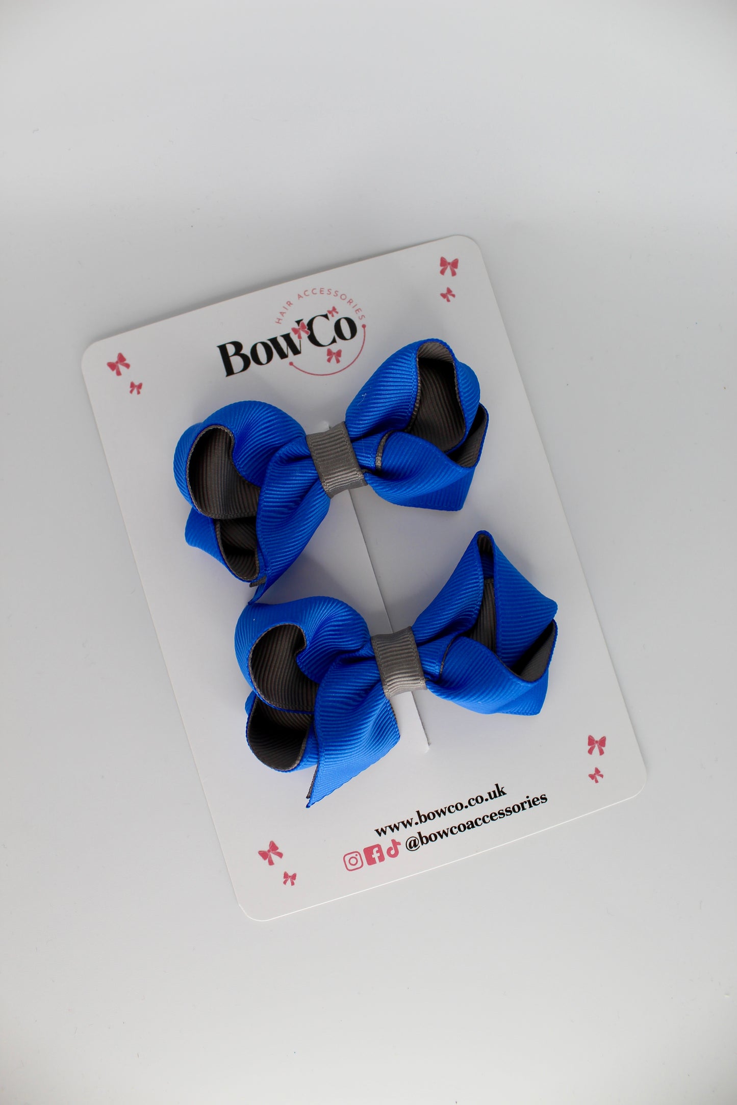 Loop Bow Set - Clip - Royal Blue and Metal Grey