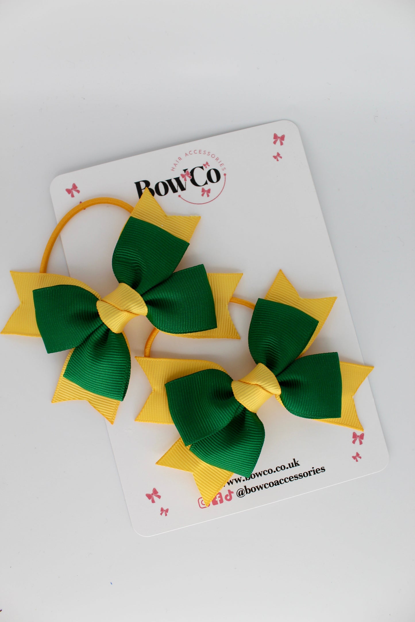 Knot Bow Set - Elastic - Forest Green and Yellow Gold