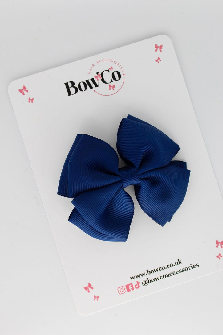 Double Layer Bow - Navy Blue - Clip