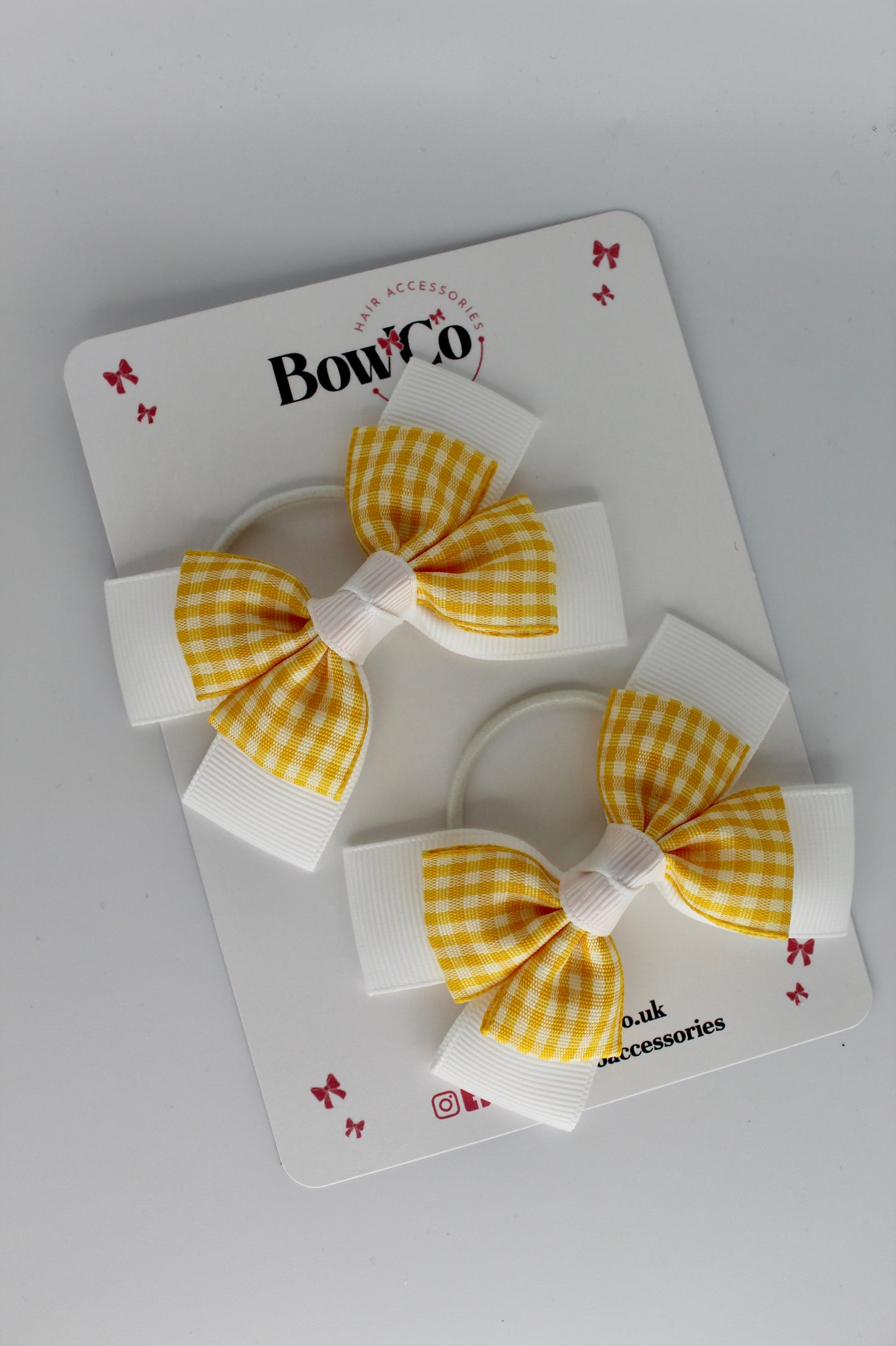 Layer Bow Set - Yellow Gingham - Elastic