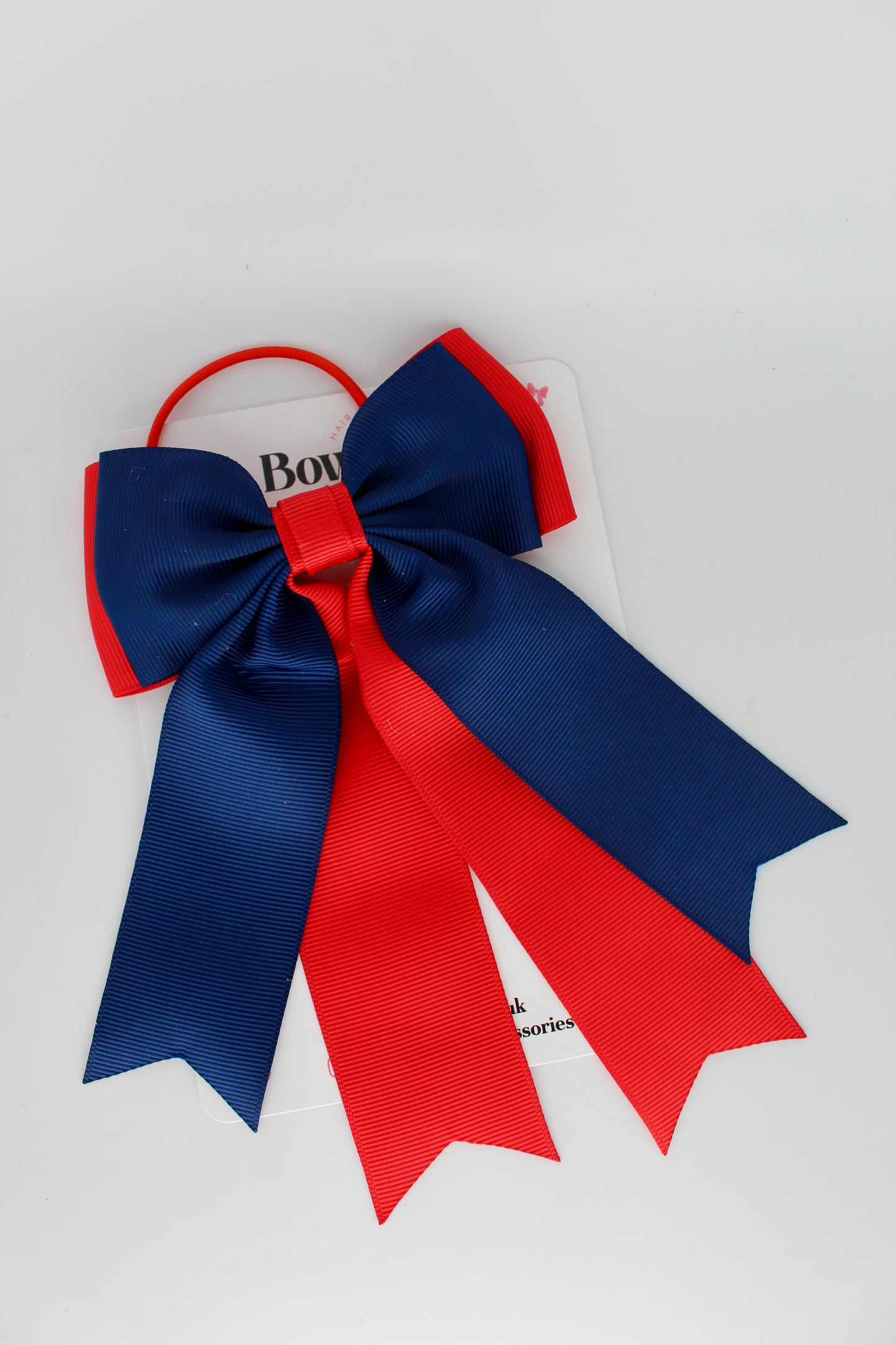 Classic Tail Bow - Elastic - Red and Navy Blue