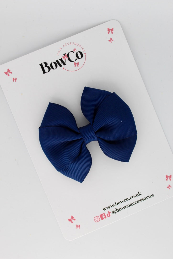 Navy Blue - Round Tuxedo Bow - Clip