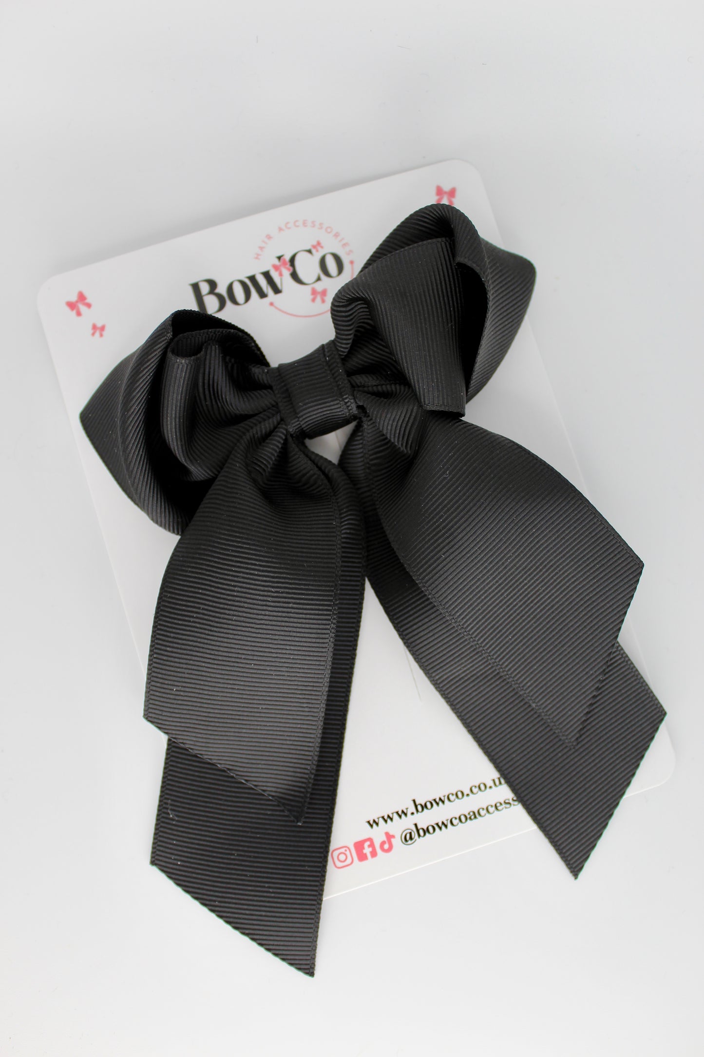 Layer Loop Tail Hair Bow - Clip - Black