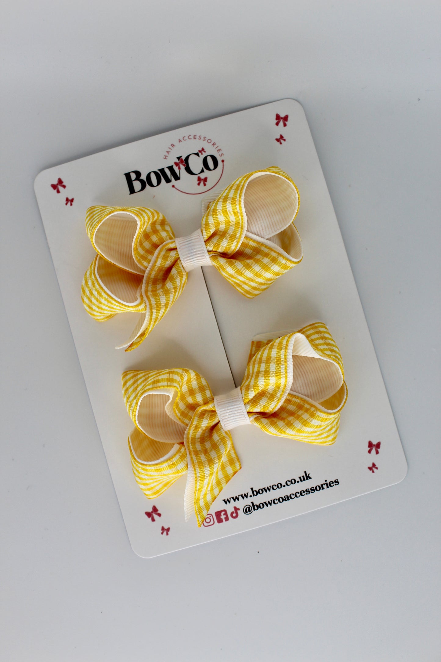 Loop Bow Set - Yellow Gingham - Clip
