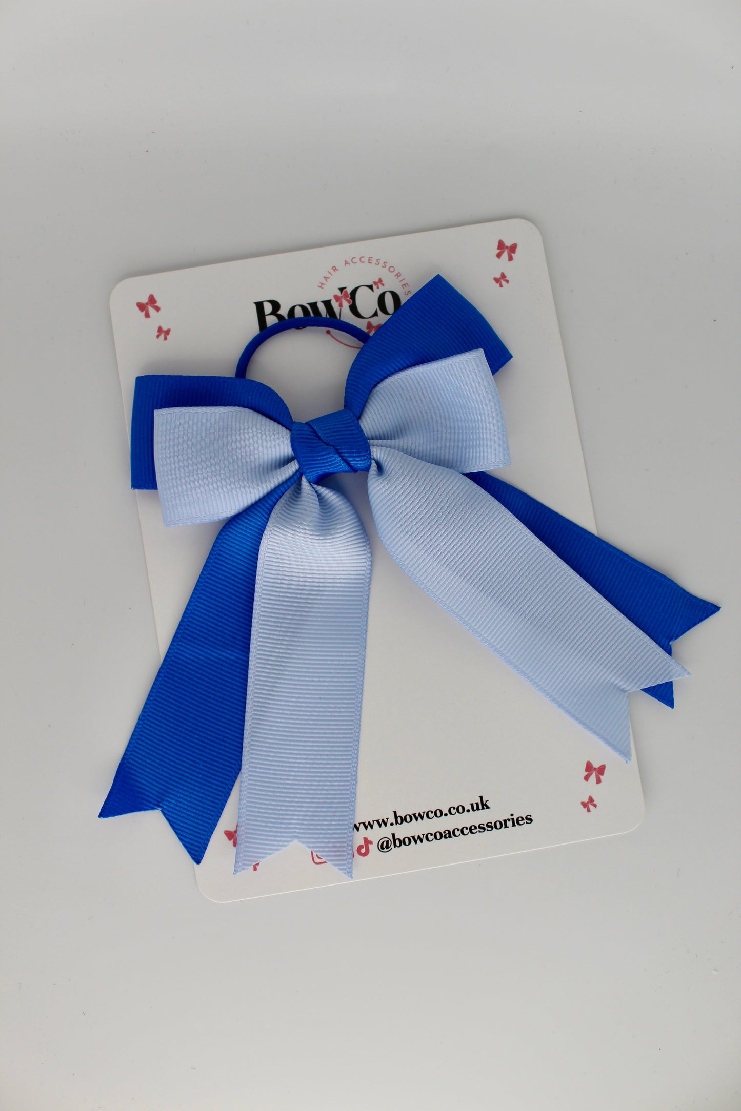 Double Ribbon Tail - Elastic - Royal Blue and Bluebell