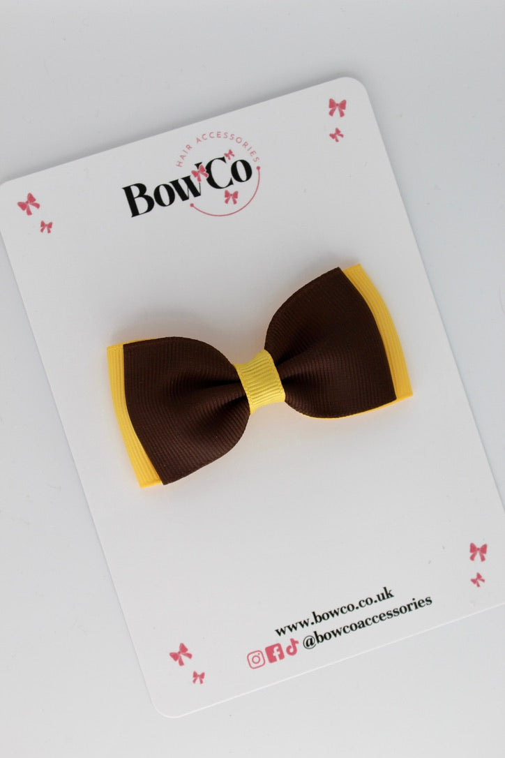 Brown and Yellow Gold - Double Lapel Bow - Elastic