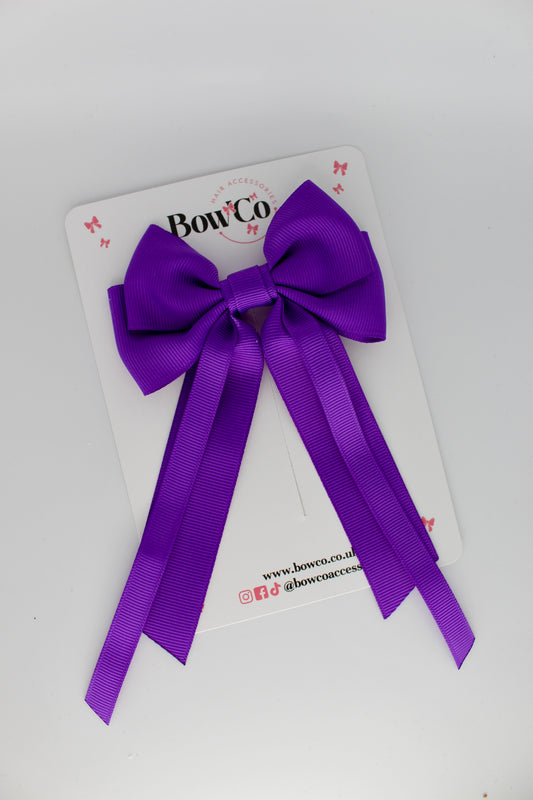 Streamer Tail Bow - Clip - Purple