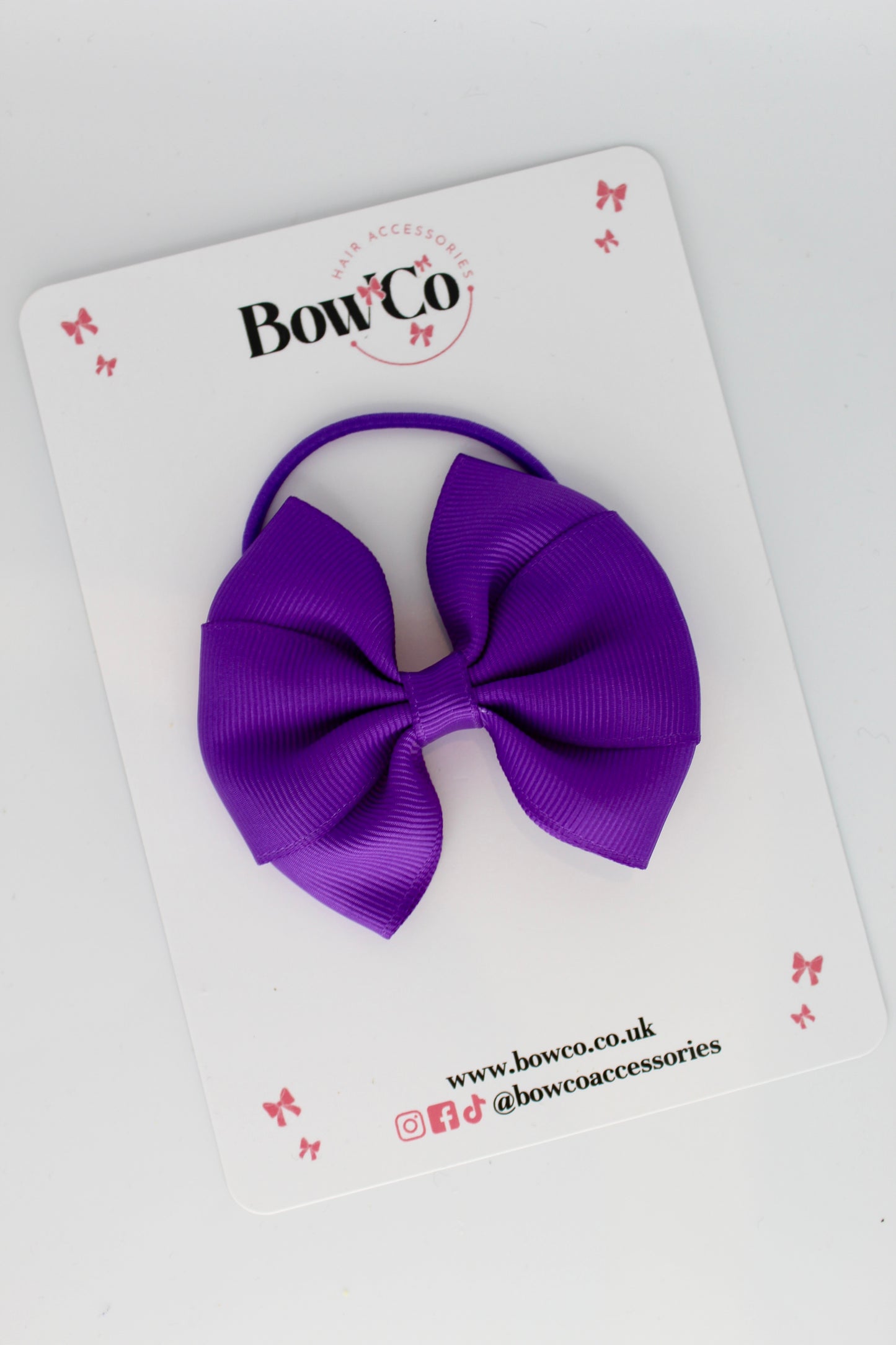 Purple - Round Tuxedo Bow - Elastic