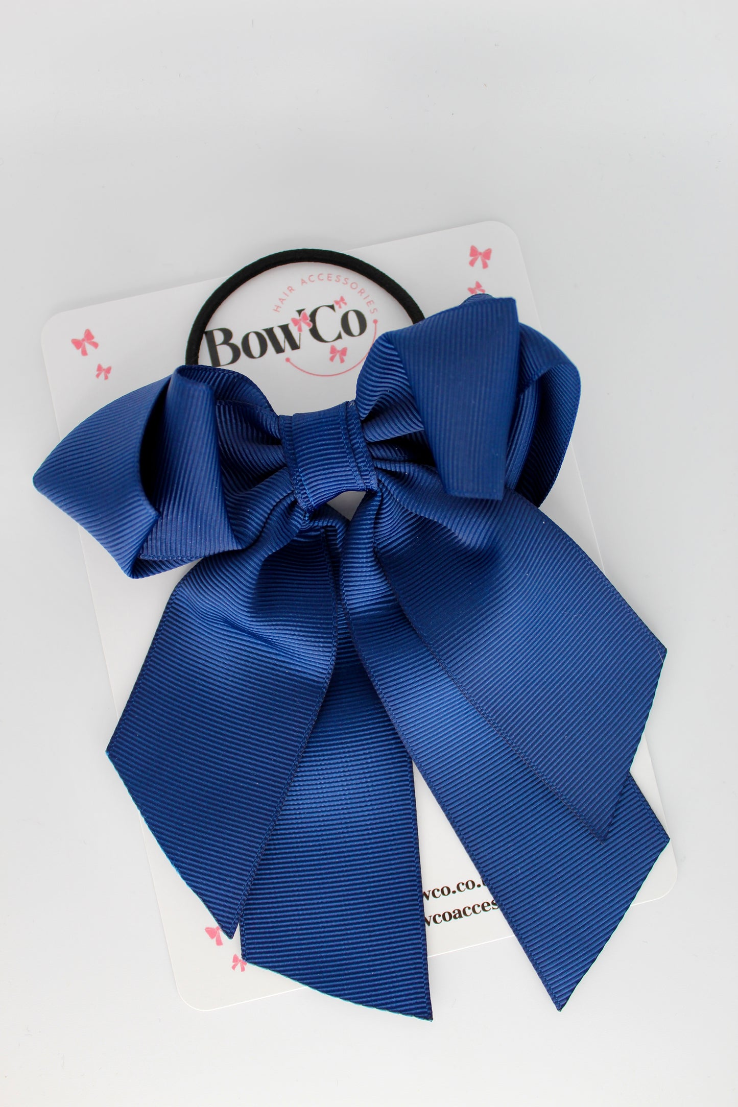 Layer Loop Tail Hair Bow - Elastic - Navy