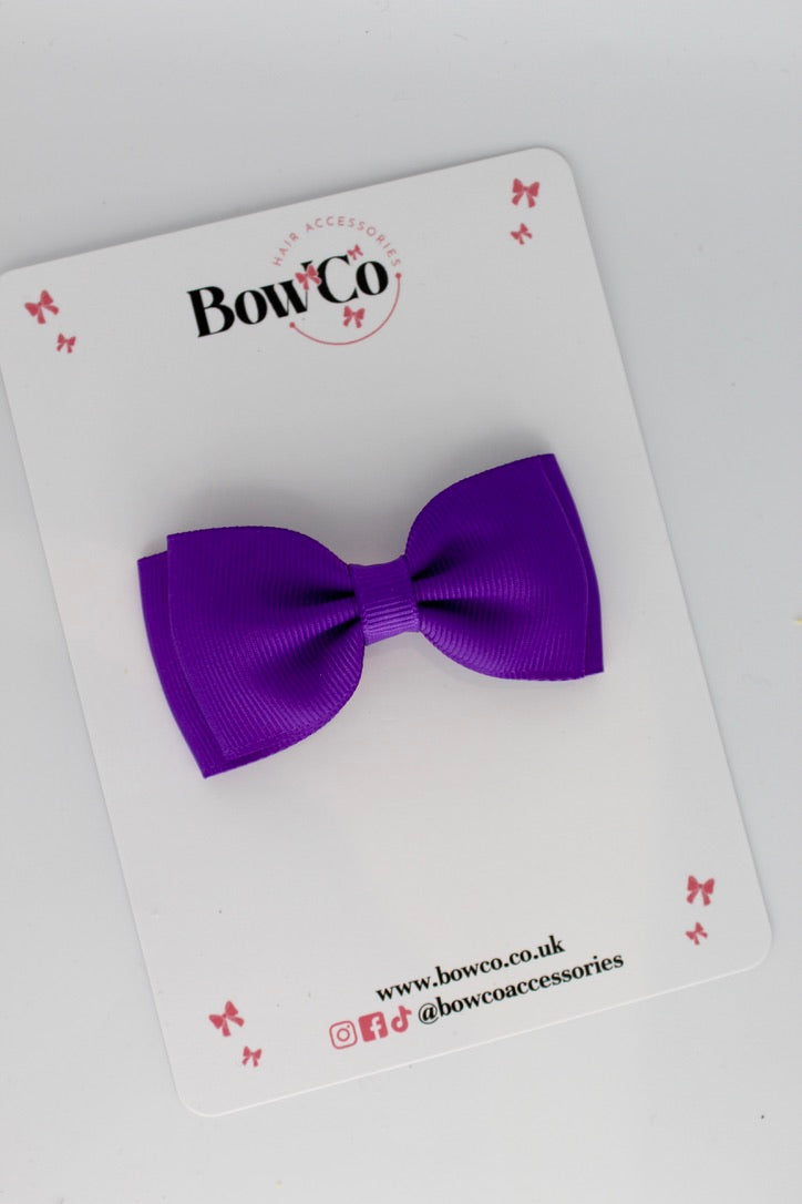 School Bow Purple - Double Lapel Bow - Clip