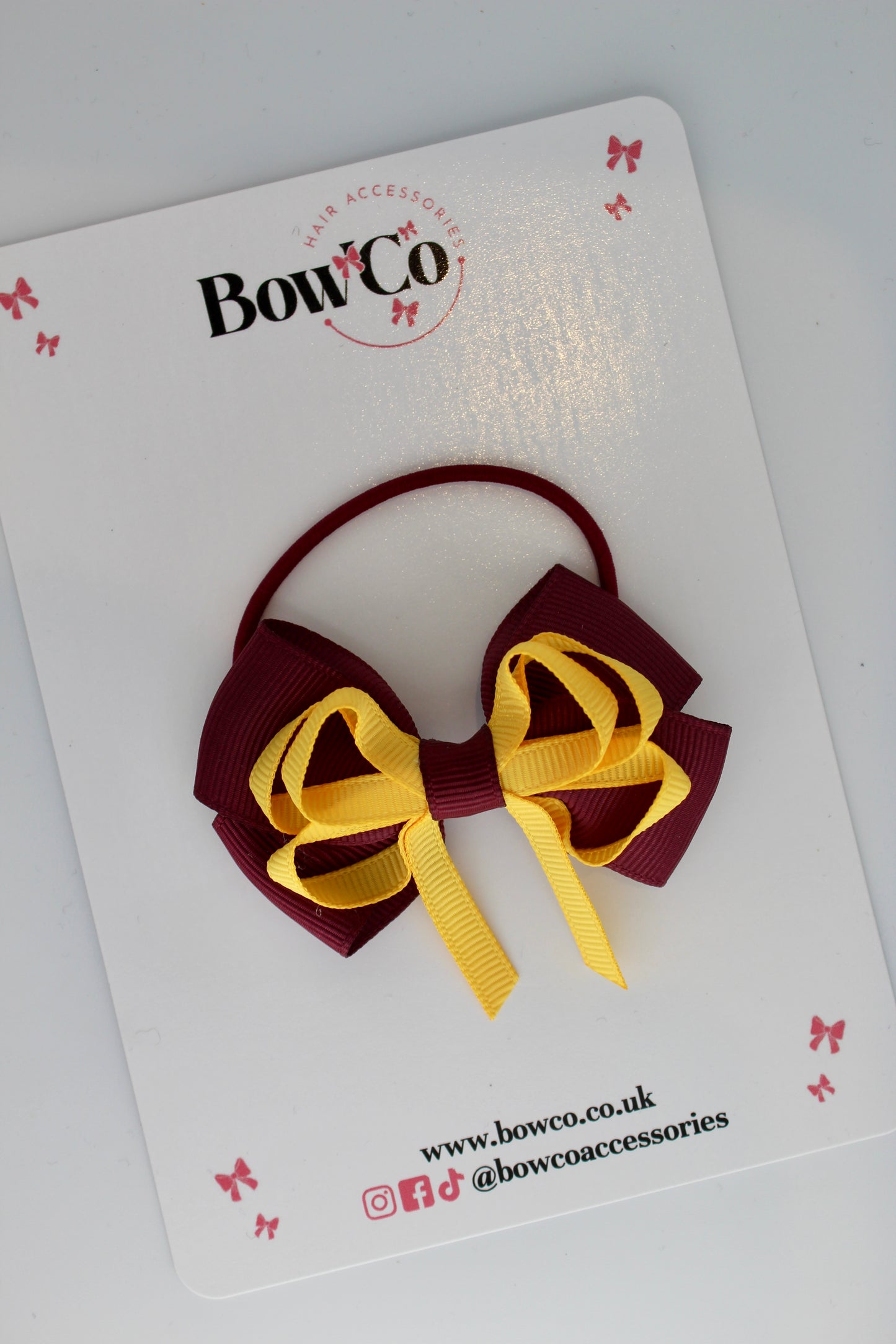 Double Bow - Burgundy and Yellow Gold - Elastic