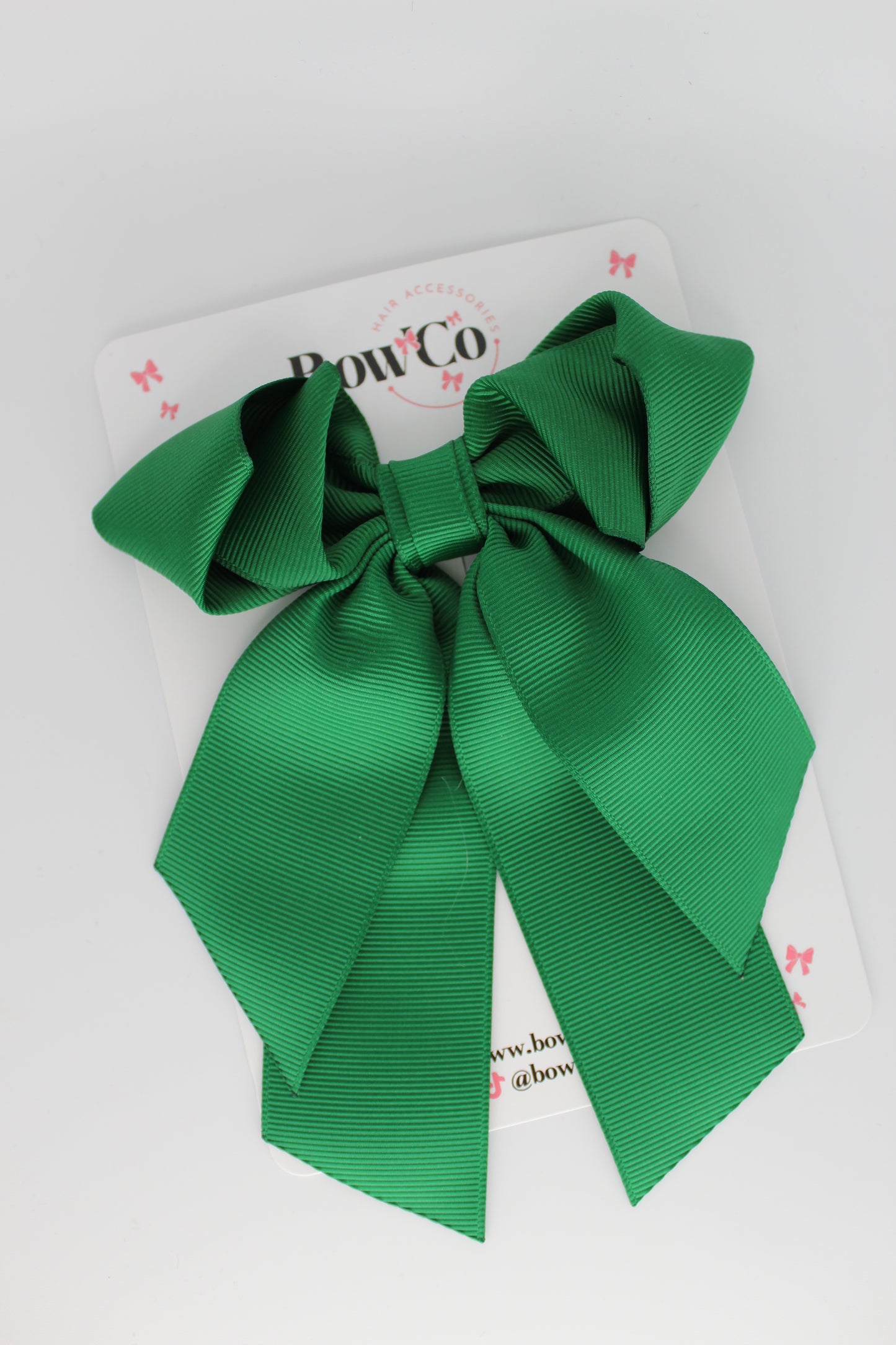 Layer Loop Tail Hair Bow - Clip - Green