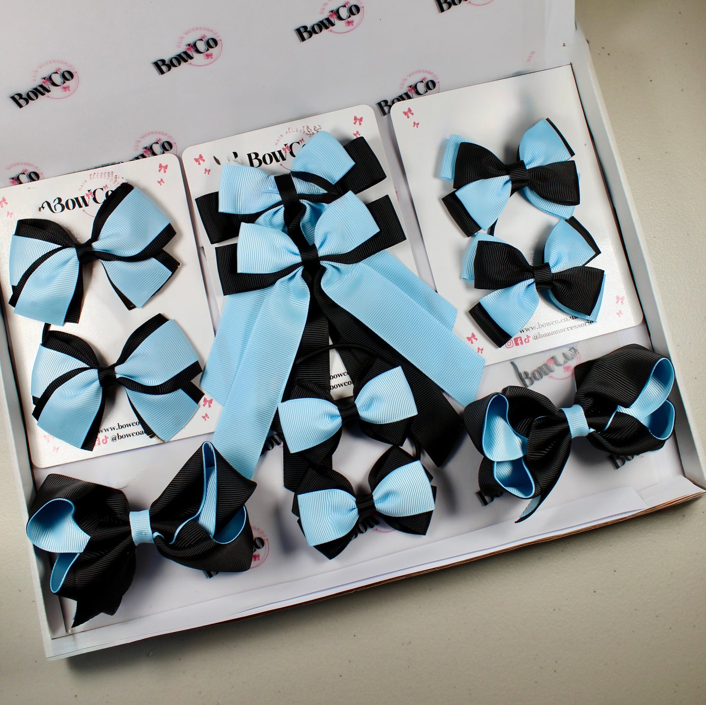 School Bow Bundle Saver - 10 Pack - Black and Blue Topaz - Clip