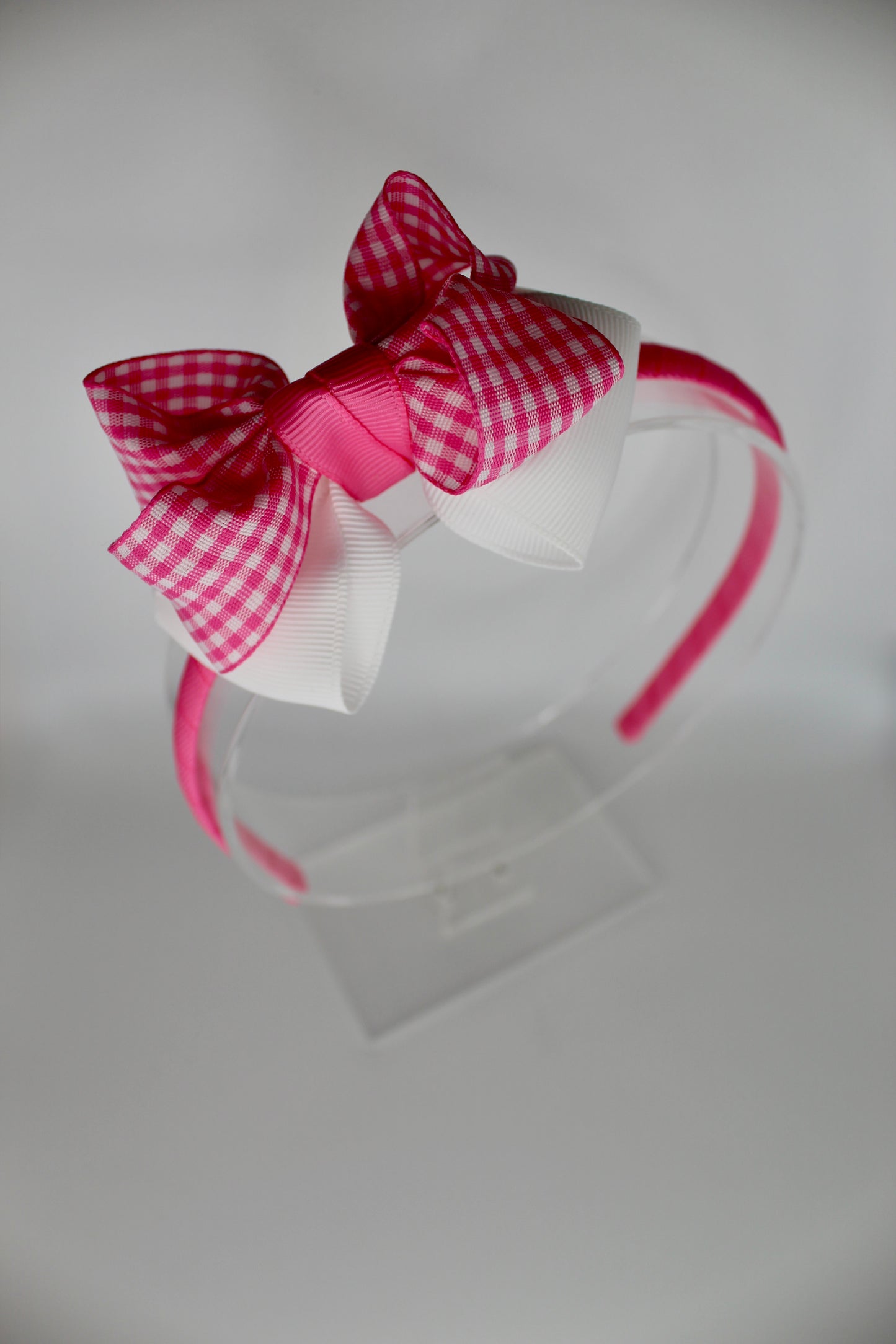 Double Loop Hair Band - Pink Gingham