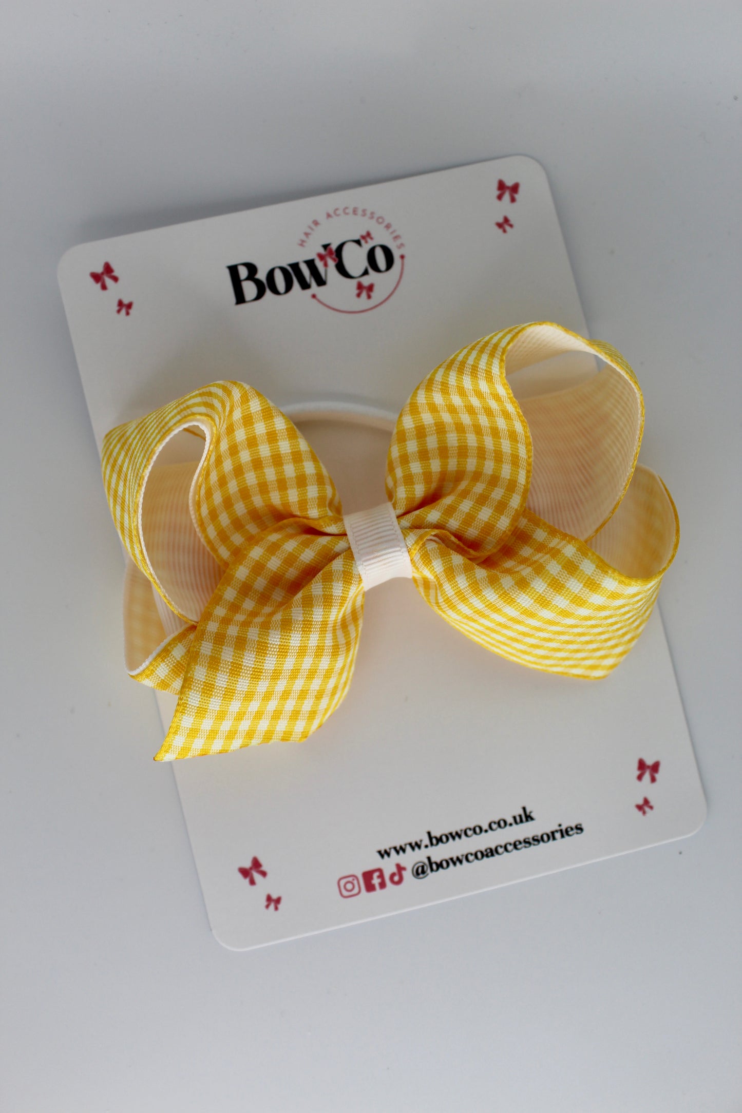 Loop Bow - Yellow Gingham - Elastic