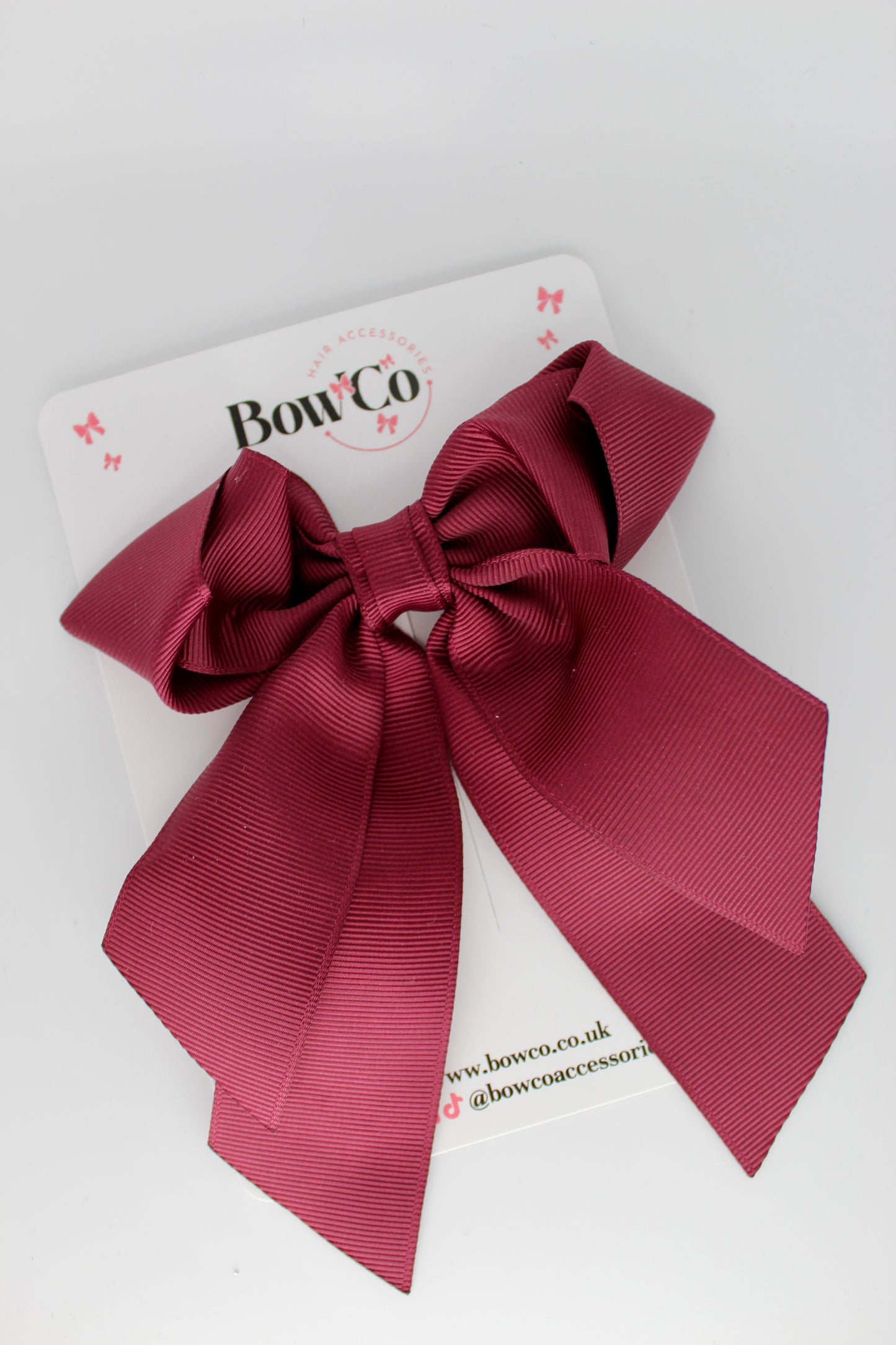 Layer Loop Tail Hair Bow - Clip - Burgundy