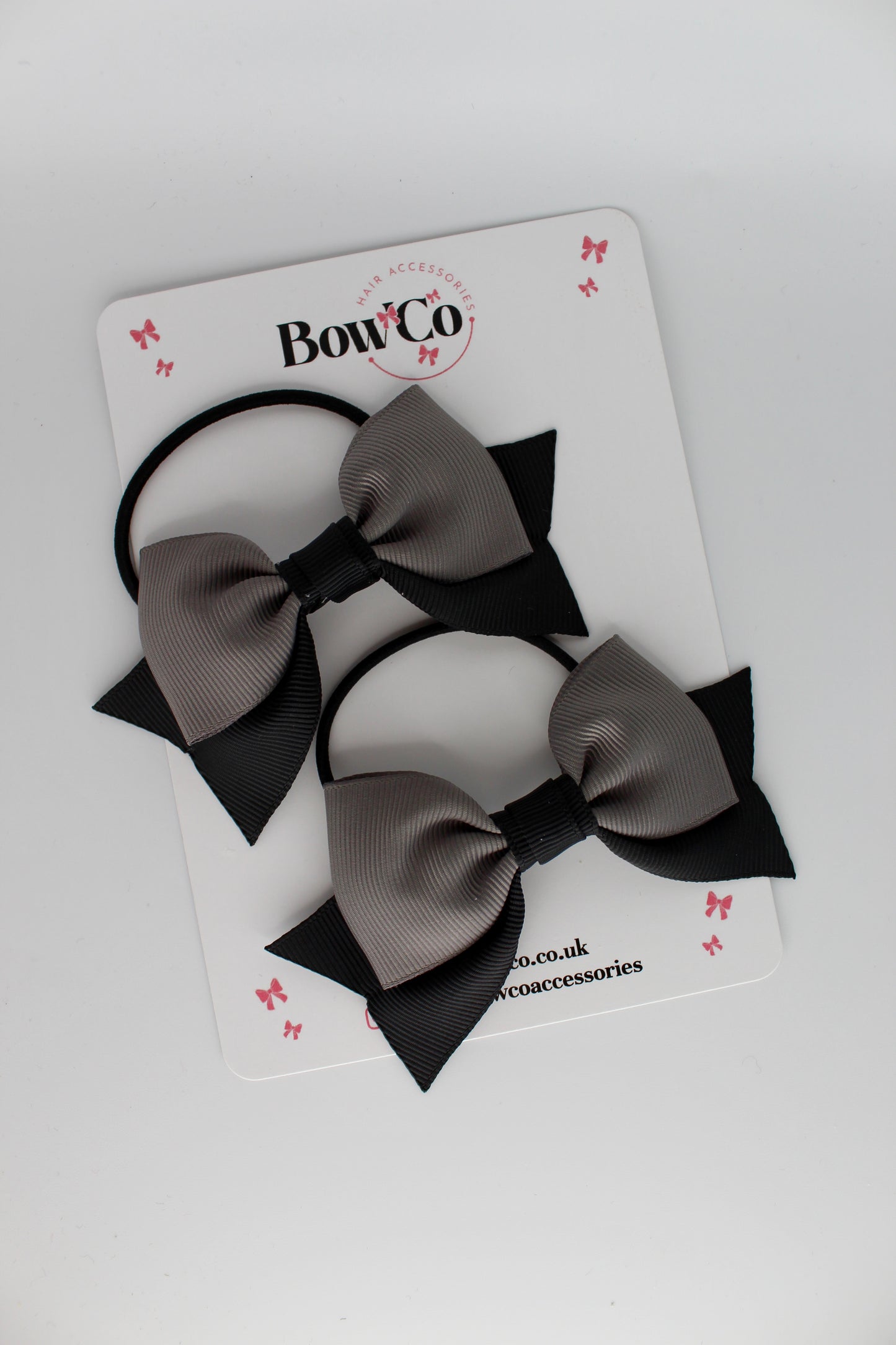 Double Knot Bow Tail Set - Elastic - Black and Metal Grey