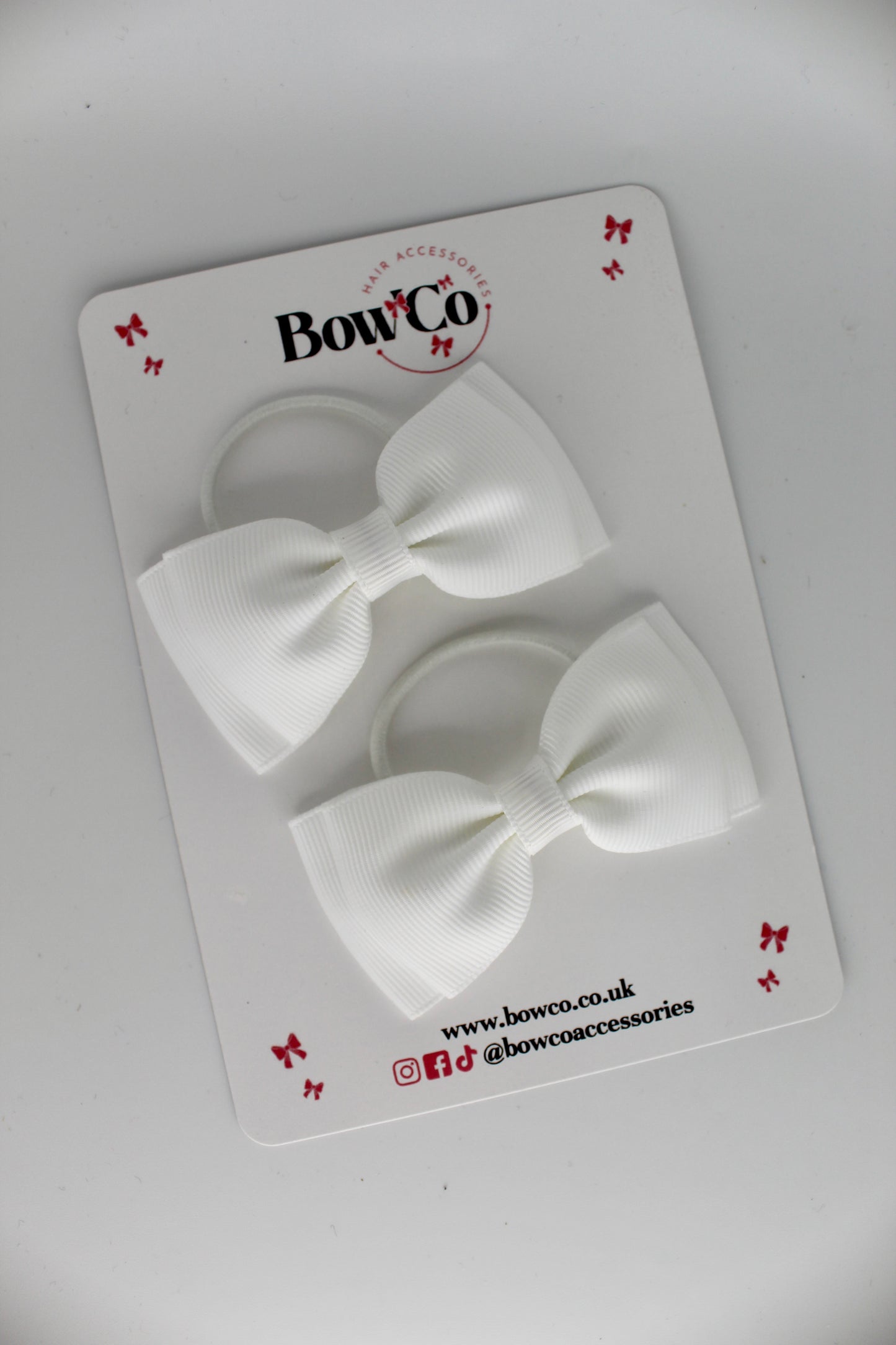 Double Lapel Bow - Elastic - White