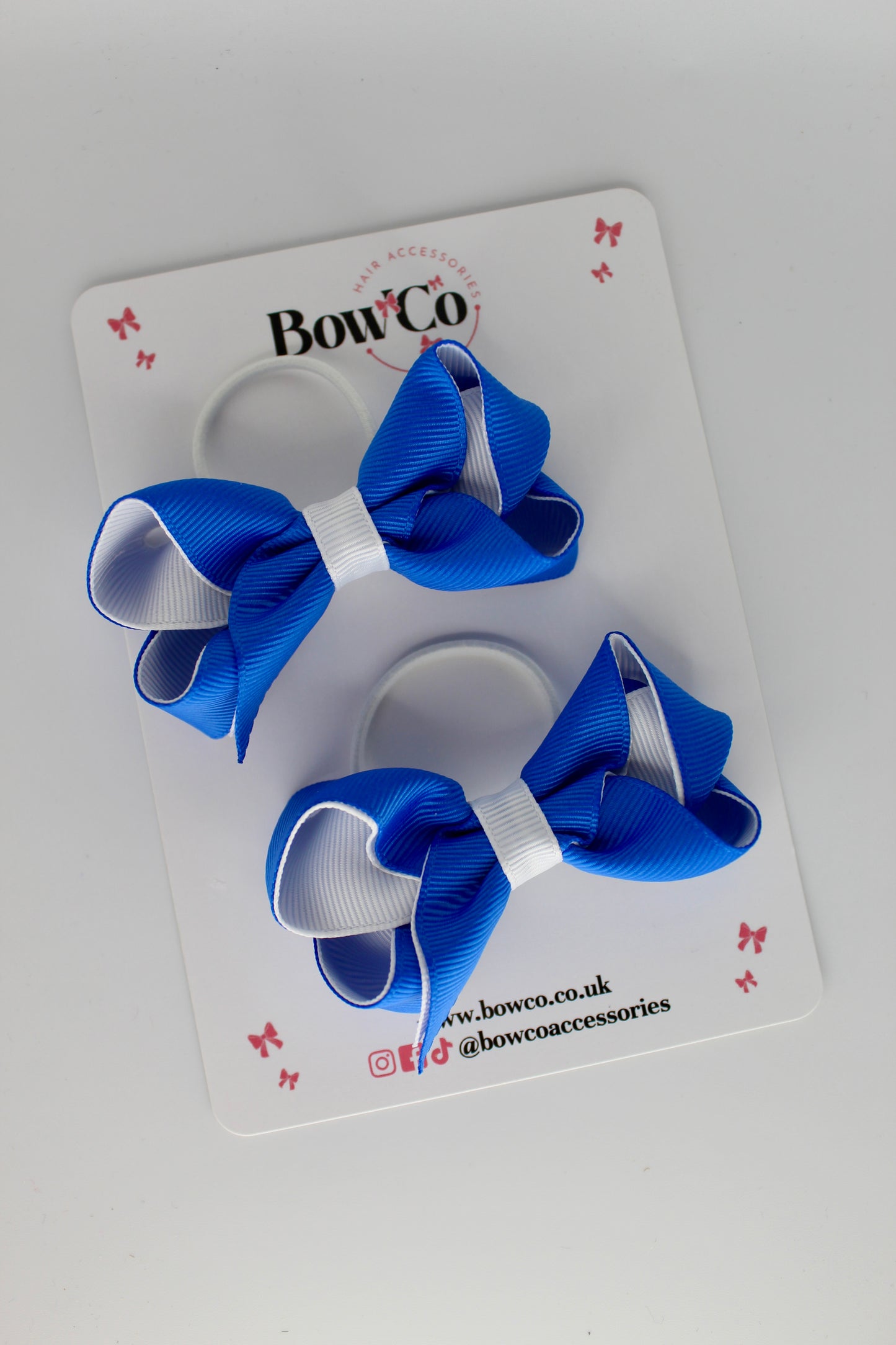 Loop Bow Set - Elastic - Royal Blue and White