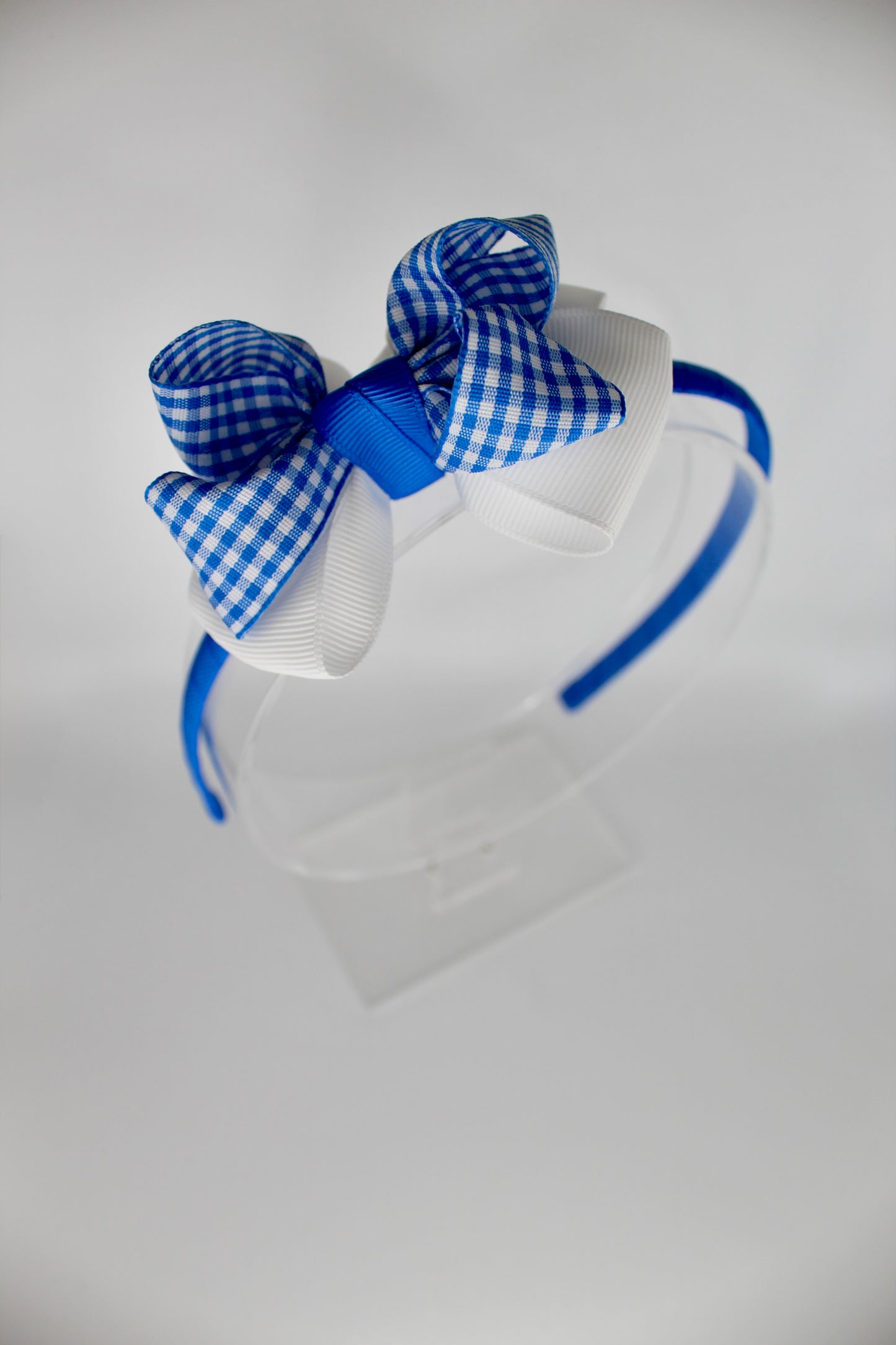 Double Loop Hair Band - Royal Blue Gingham