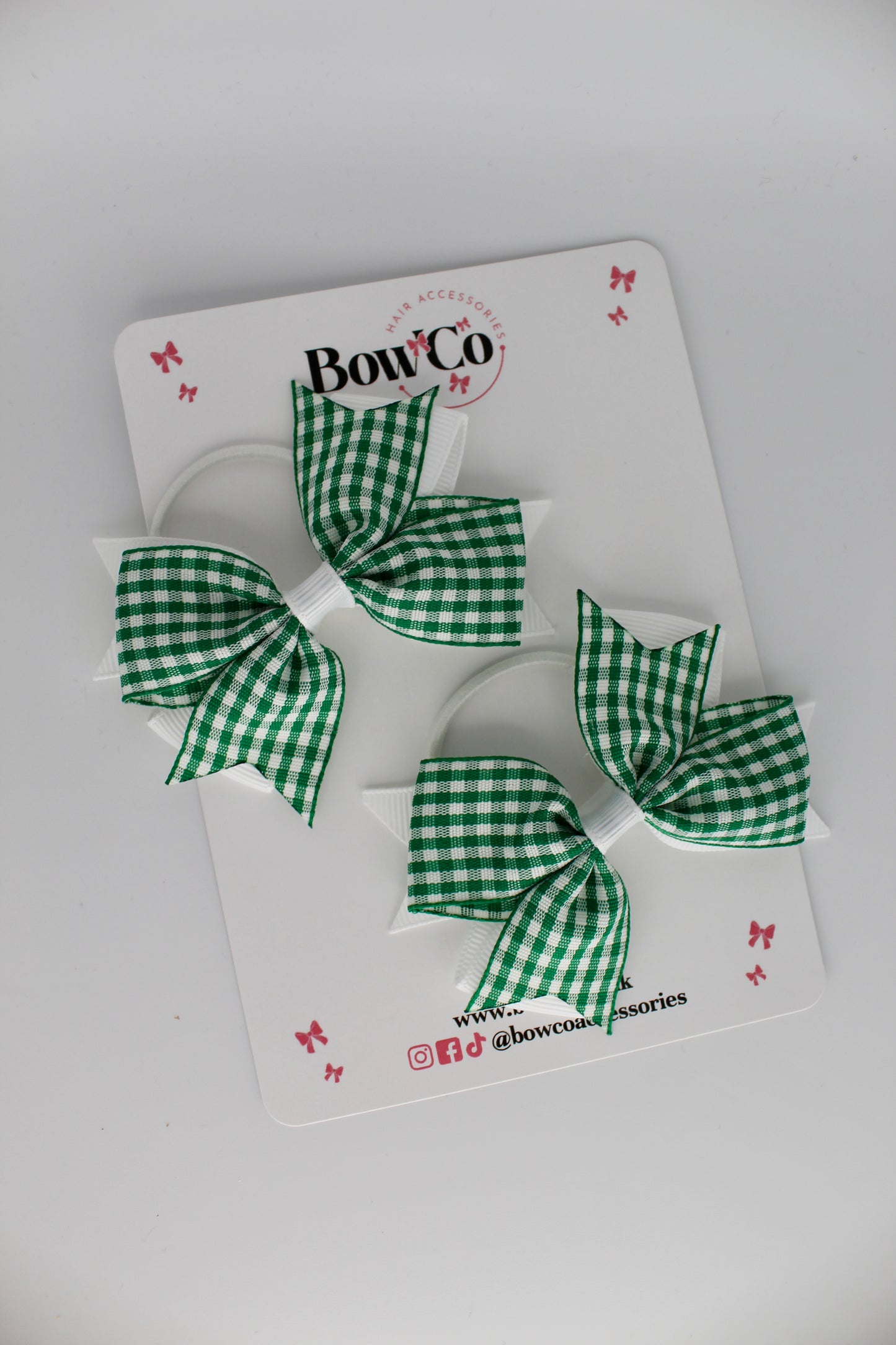 Layer Tail Gingham Green Bow