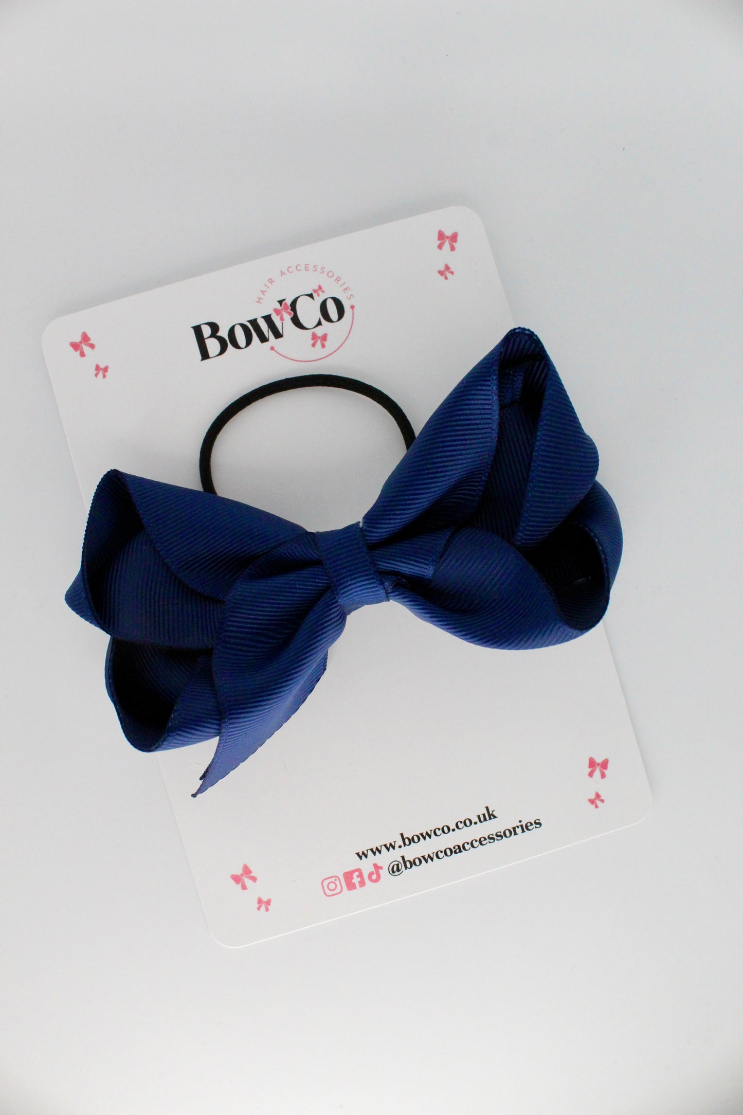 4 Inch Loop Bow - Elastic - Navy Blue