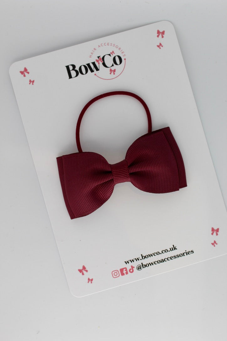 Burgundy - Double Lapel Bow - Elastic