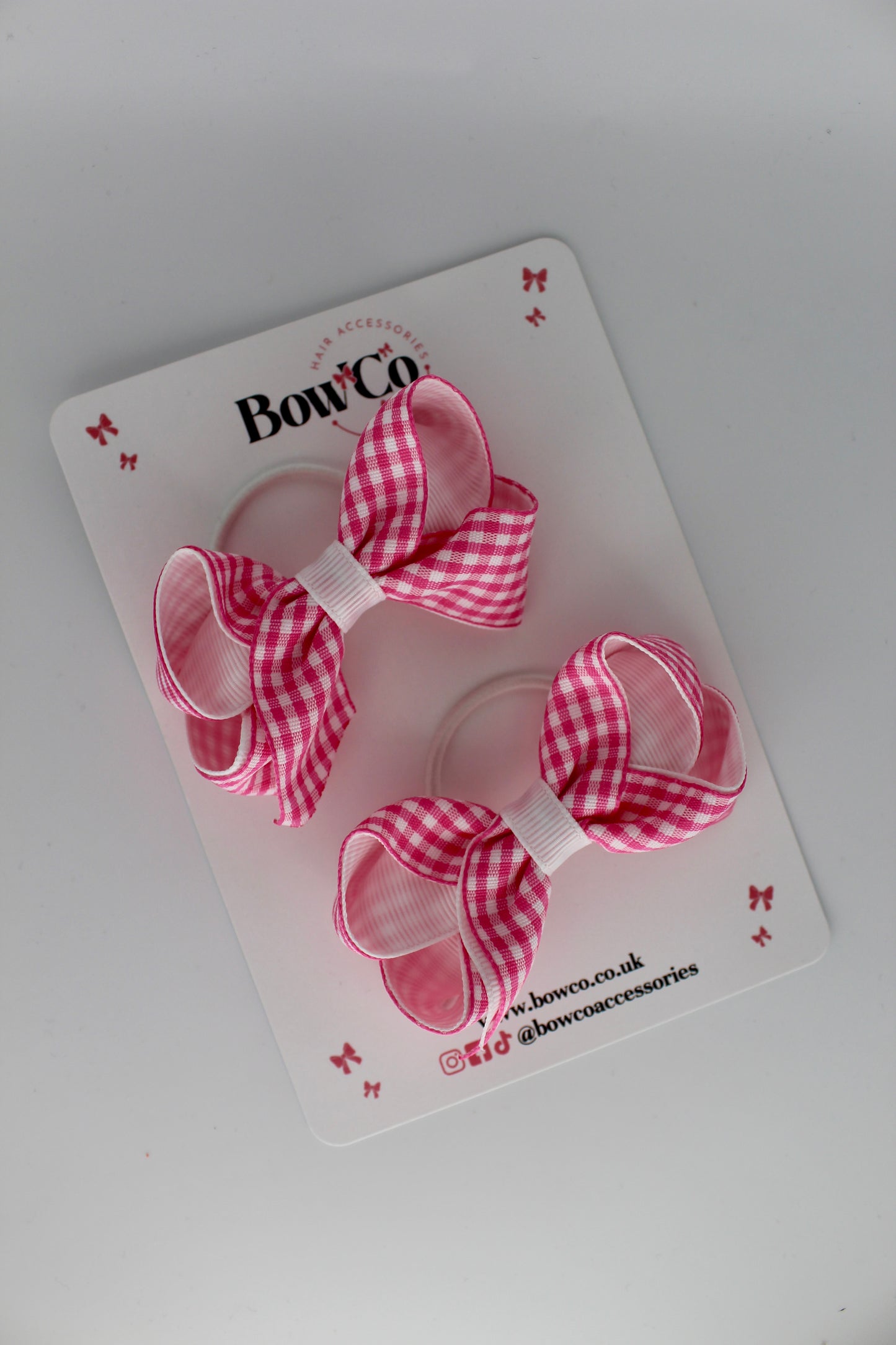 Loop Bow Set - Pink Gingham - Elastic