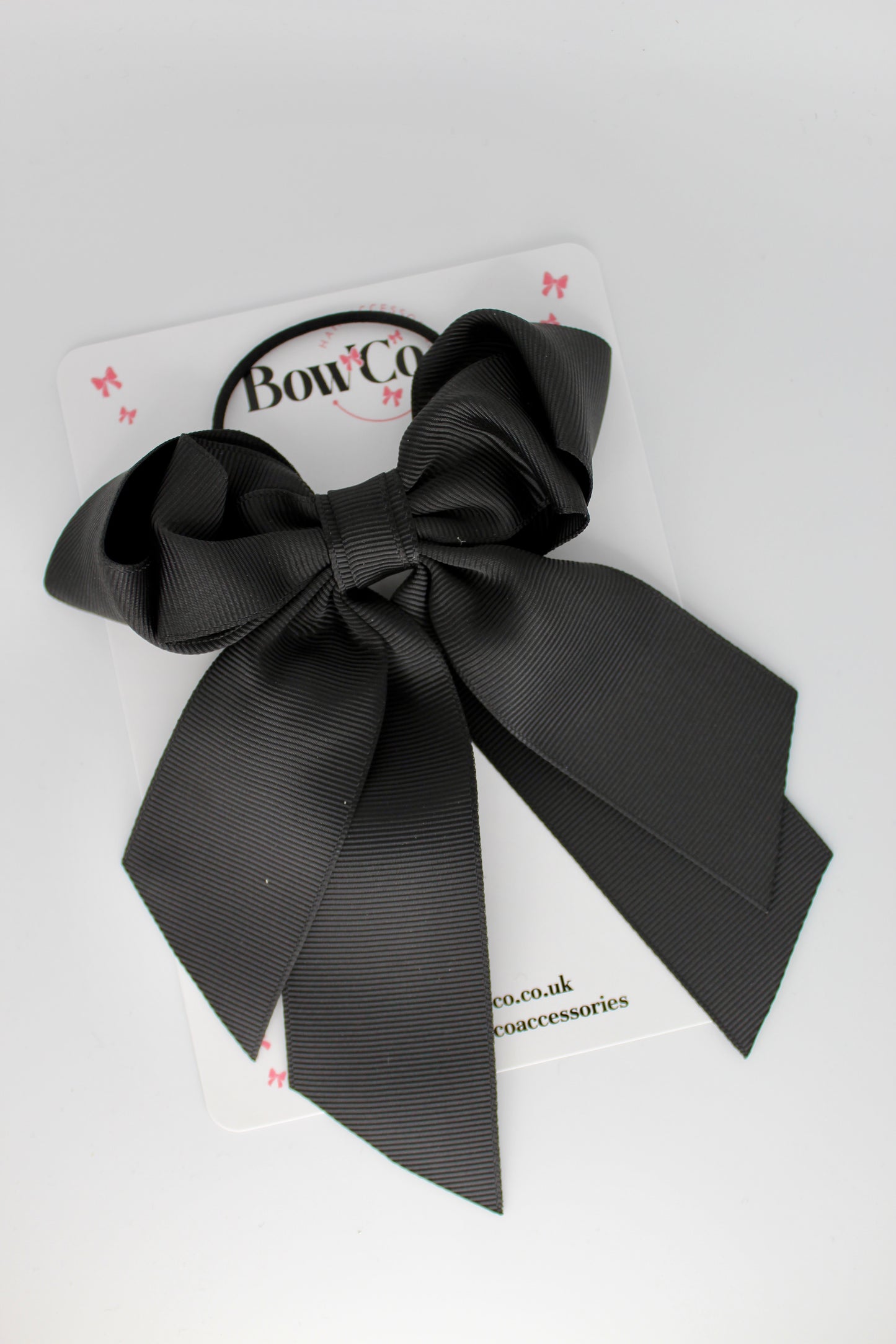 Layer Loop Tail Hair Bow - Elastic - Black
