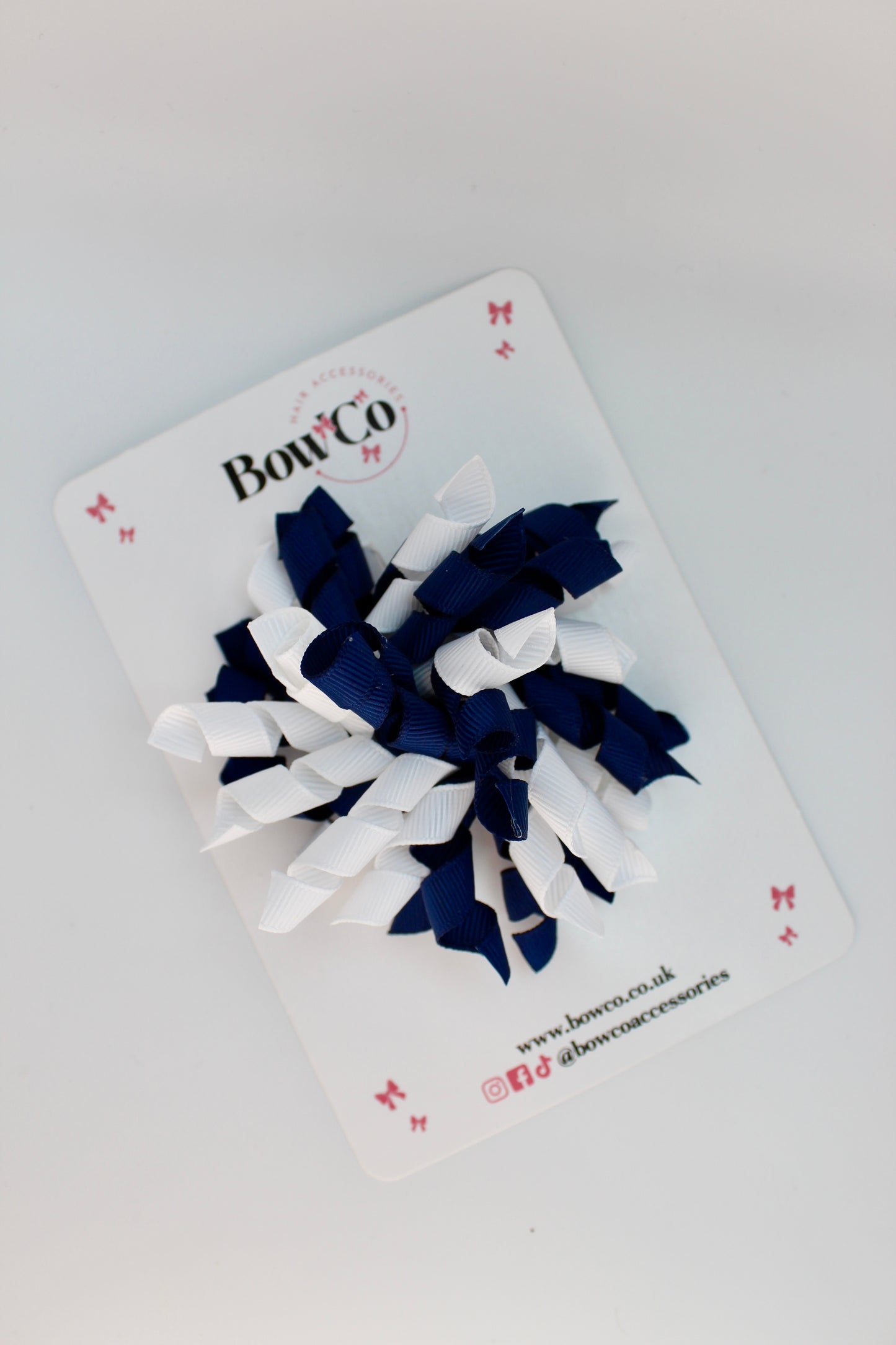 School Bow Navy Blue and White - Corker Bow - Clip