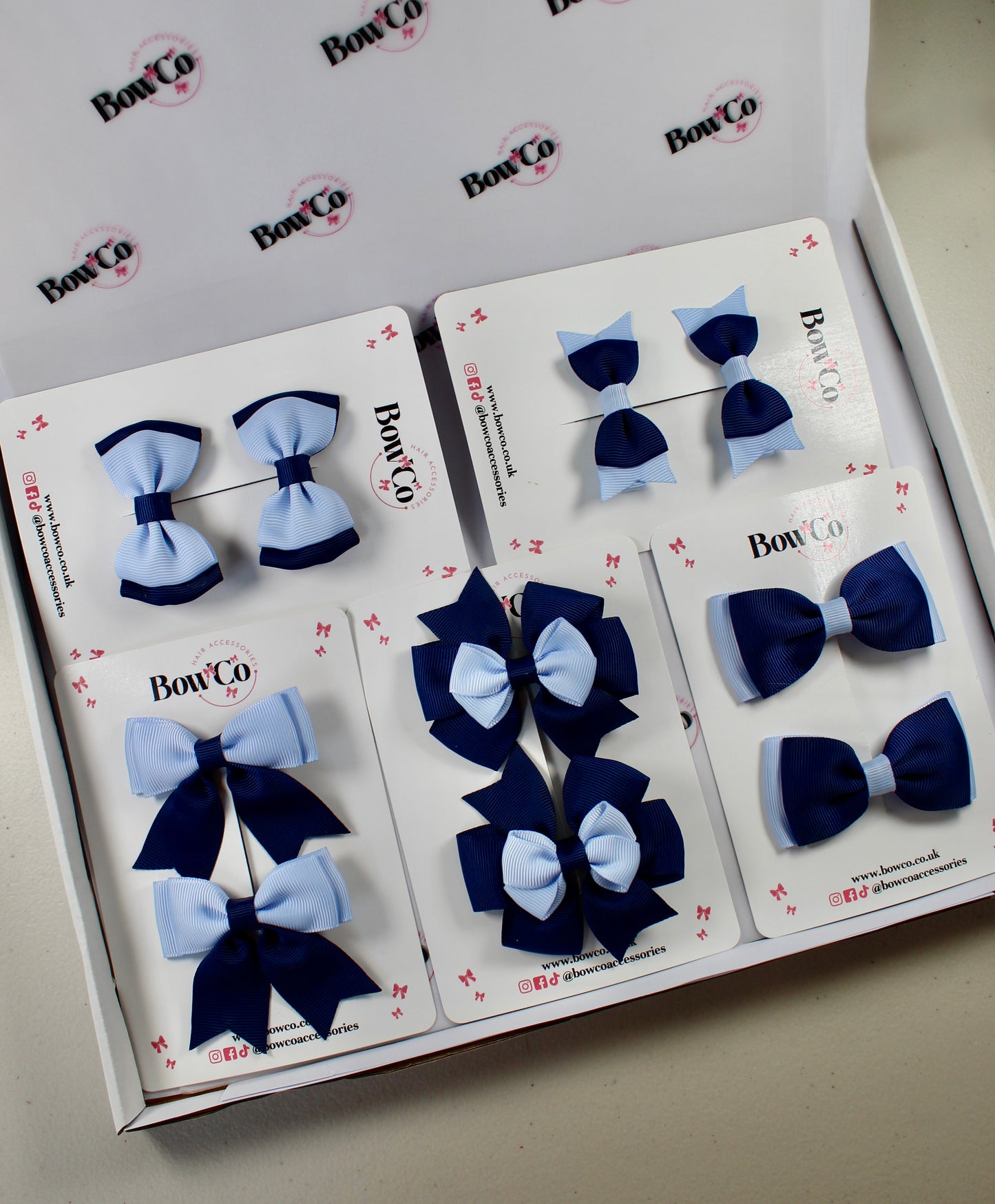 School Bow Bundle Saver - 10 Pack - Navy Blue and Bluebell - Clip
