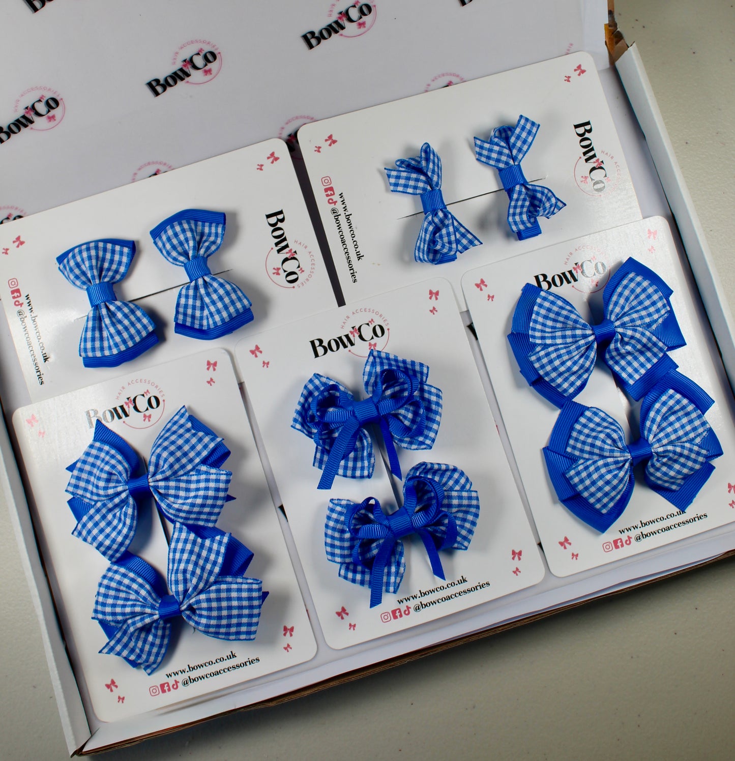 Royal Blue Gingham School Bow Bundle – Small/Medium - Clip